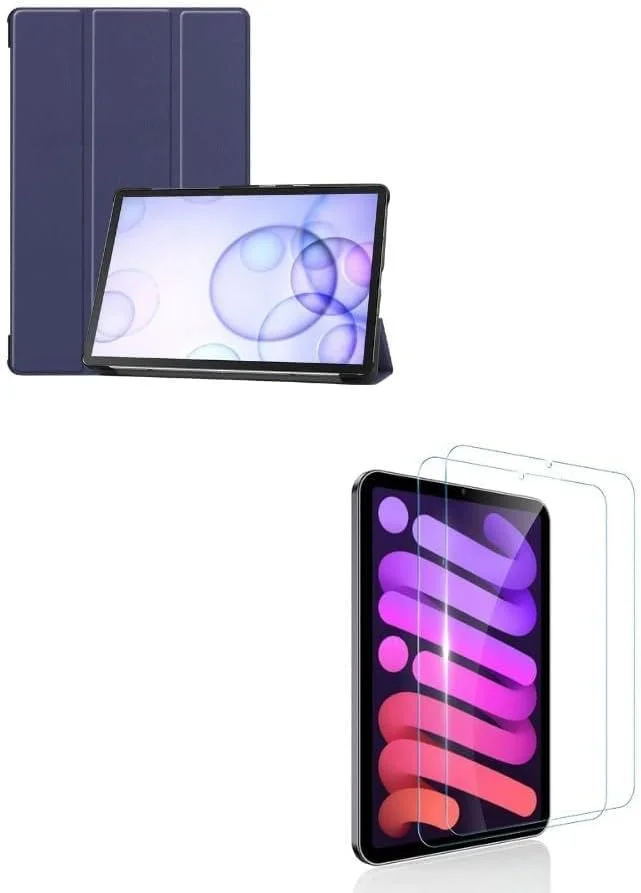 New Tablet Case for iPad Mini 1 2 3 4 5 Case (2023) Leather Folio Stand Folding Cover Compatible with Apple iPad Mini 1 2 3 4 5 - BLUE With 2 FREE Screen Protectors