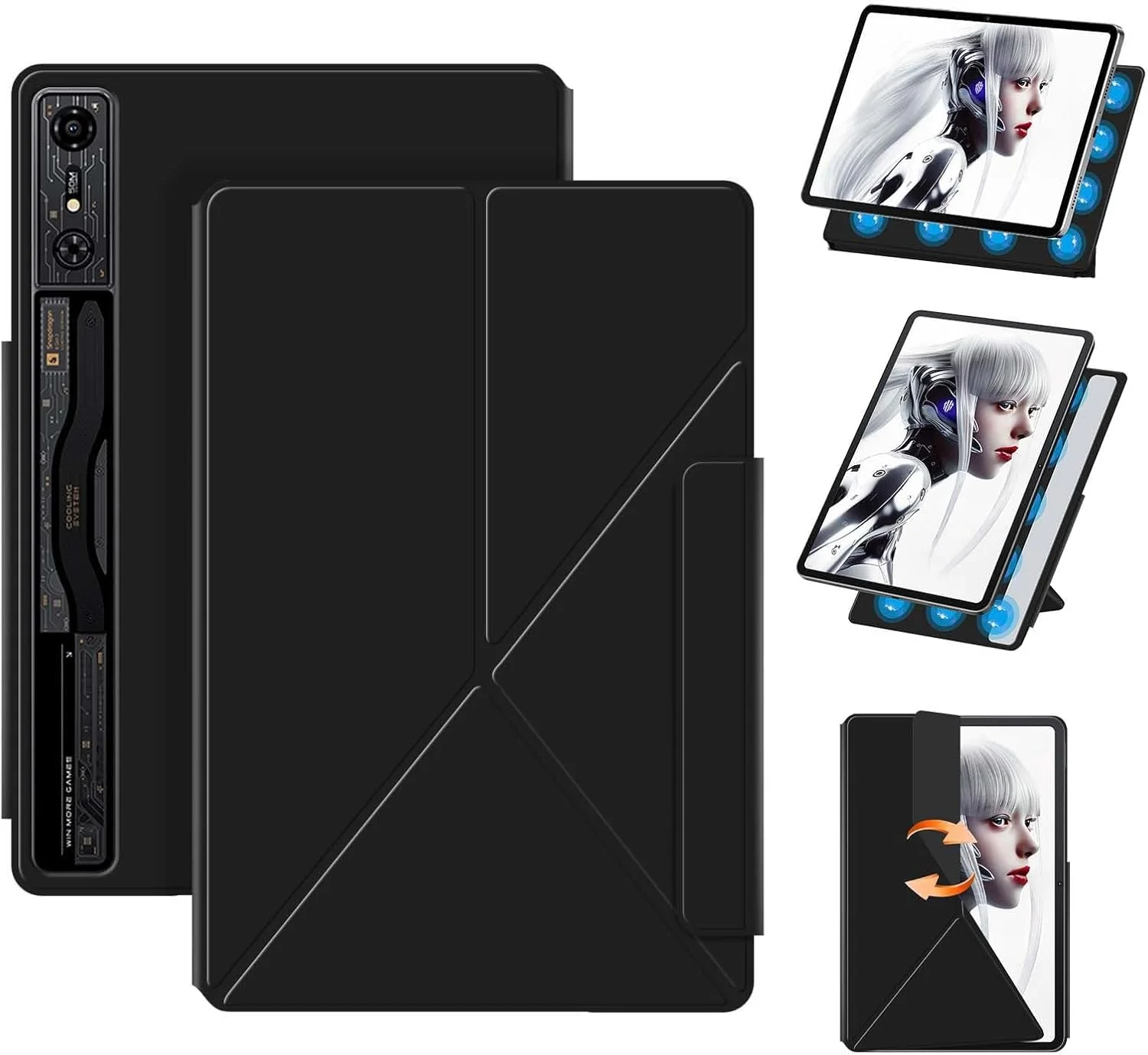 کیف تبلت رد مجیک نوا، کاور مغناطیسی با کیفیت بالا، حالت خواب/بیدار خودکار و زوایای دید چندگانه، سبک وزن، قابل تبدیل، مقاوم در برابر خراش، کیف مشکی برای رد مجیک نوا 10.9 اینچ