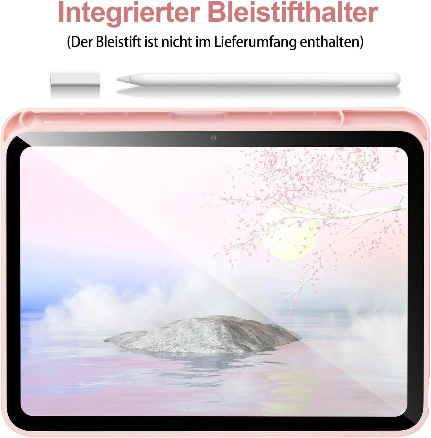 کیف محافظ تبلت سازگار با آیپد نسل دهم 10.9 اینچی 2022، کیف سخت شفاف ضد ضربه با جای قلم، کیف تبلت برای آیپد نسل دهم 10.9 اینچی با قابلیت بیدار/خواب خودکار، صورتی