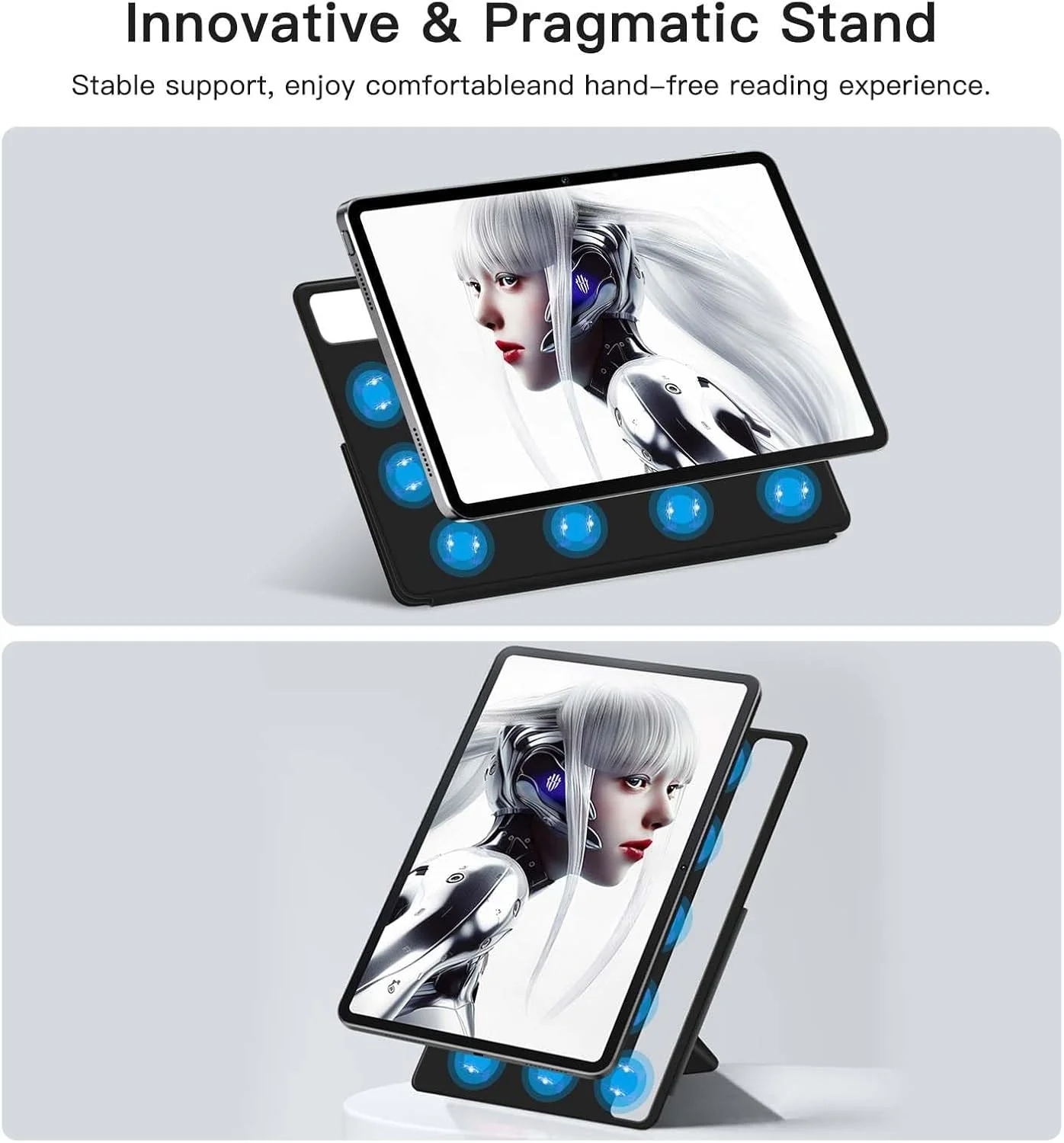 کیف تبلت رد مجیک نوا، کاور مغناطیسی با کیفیت بالا، حالت خواب/بیدار خودکار و زوایای دید چندگانه، سبک وزن، قابل تبدیل، مقاوم در برابر خراش، کیف مشکی برای رد مجیک نوا 10.9 اینچ