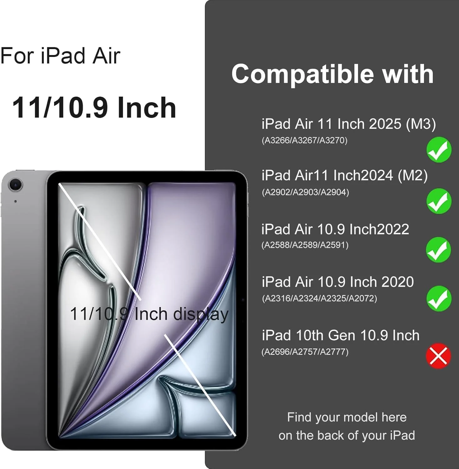 کاور آیپد ایر ۱۱ اینچ ۲۰۲۵ M3/2024 M2/Air نسل ۷ ۶ ۵ ۴ (۲۰۲۵/۲۰۲۴/۲۰۲۲/۲۰۲۰) ۱۰.۹ اینچ با جای قلم، کاور هوشمند استند، پشتیبانی از شارژ قلم اپل، بیدار/خواب خودکار (مشکی)