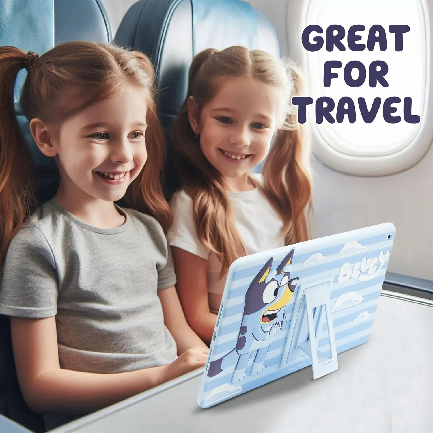 کاور آیپد بلوئی Komar Kids مناسب نسل 9/8/7 - کاور تبلت 10.2 اینچی با پایه، محافظ سیلیکونی ضد ضربه (2019/2020/2021)