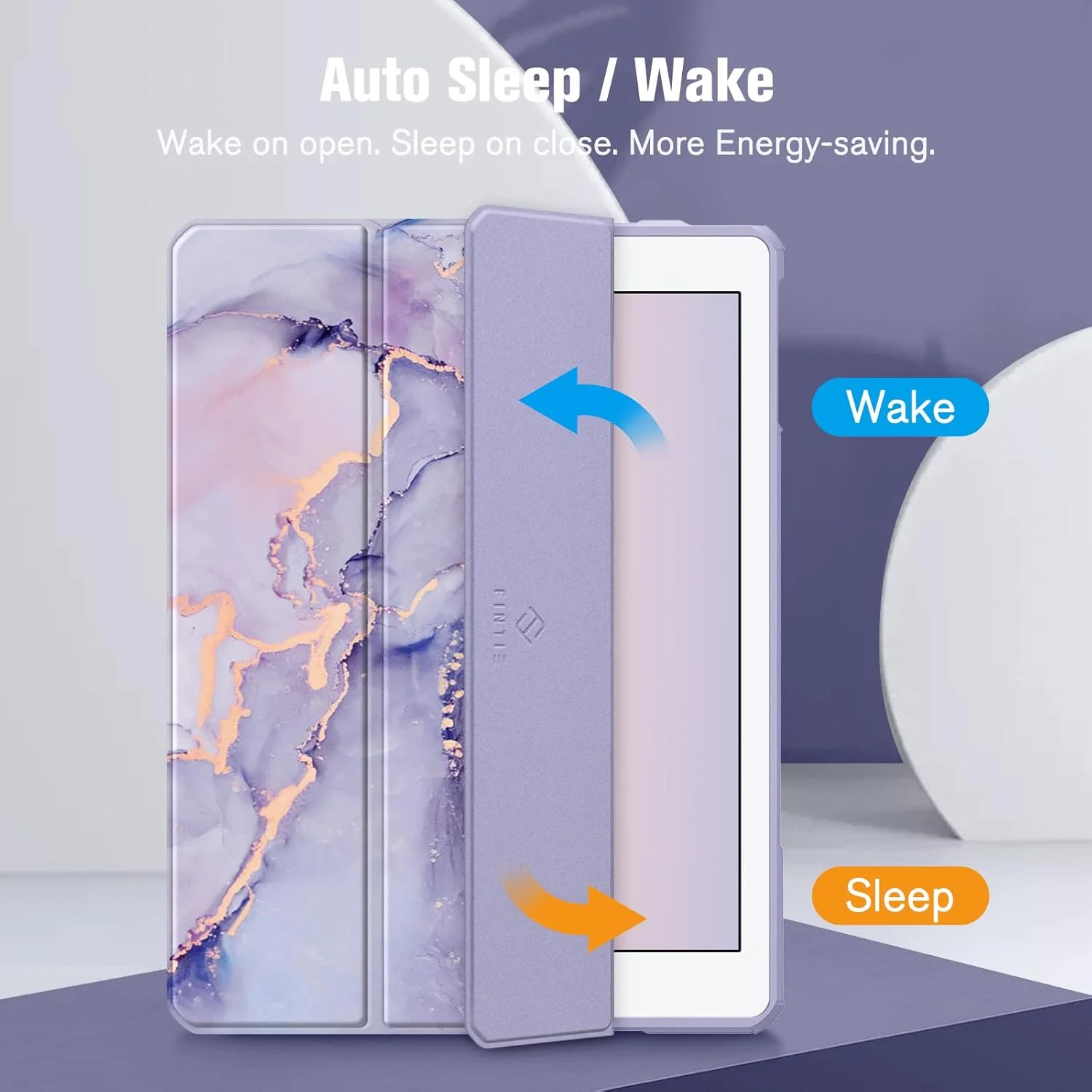 کاور باریک هیبریدی Fintie برای آیپد نسل ششم 2018 / نسل پنجم 2017 / آیپد ایر 2 / آیپد ایر 1 (9.7 اینچ) - [دارای جای مداد داخلی] کاور ضد ضربه با پشت شفاف، طرح سنگ مرمر یاسی