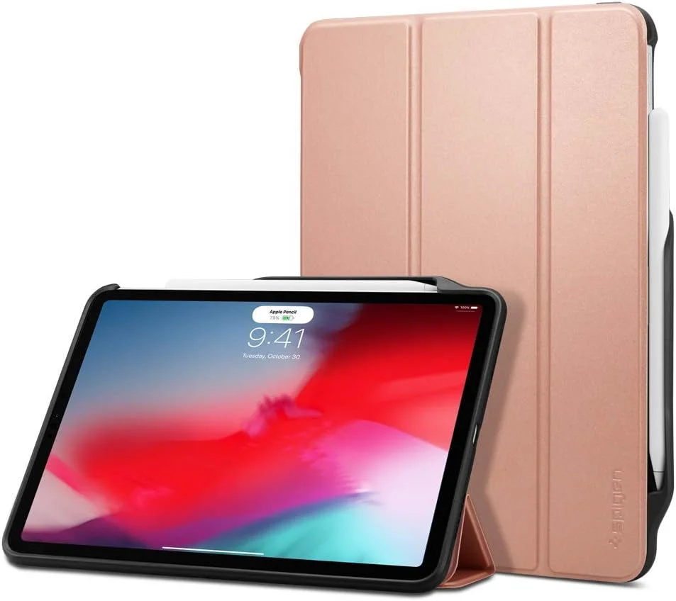 کاور/کیف تبلت Spigen Smart Fold 2 طراحی شده برای Apple iPad Pro 12.9 اینچ (2018) - دارای جایگاه داخلی برای قلم با قابلیت شارژ - رزگلد
