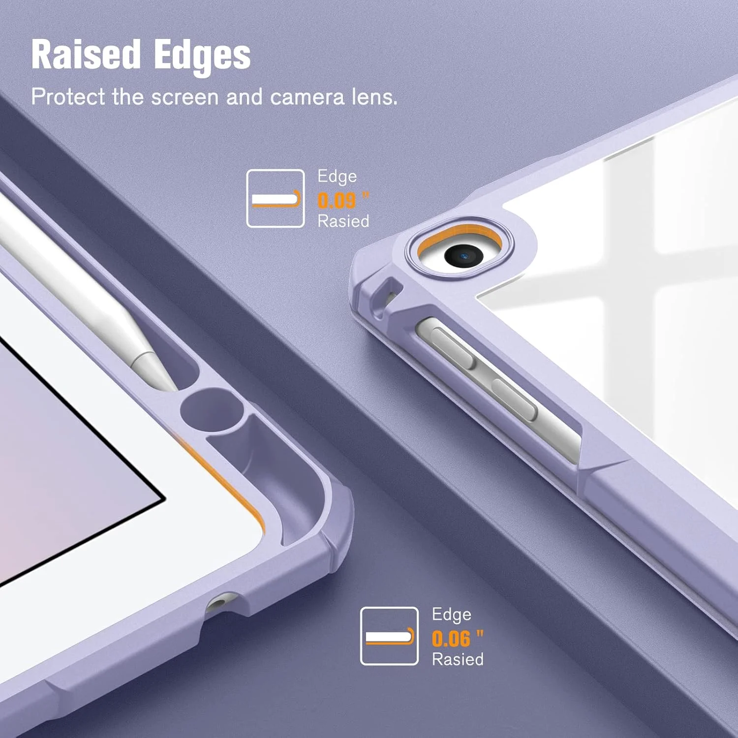 کاور باریک هیبریدی Fintie برای آیپد نسل ششم 2018 / نسل پنجم 2017 / آیپد ایر 2 / آیپد ایر 1 (9.7 اینچ) - [دارای جای مداد داخلی] کاور ضد ضربه با پشت شفاف، طرح سنگ مرمر یاسی