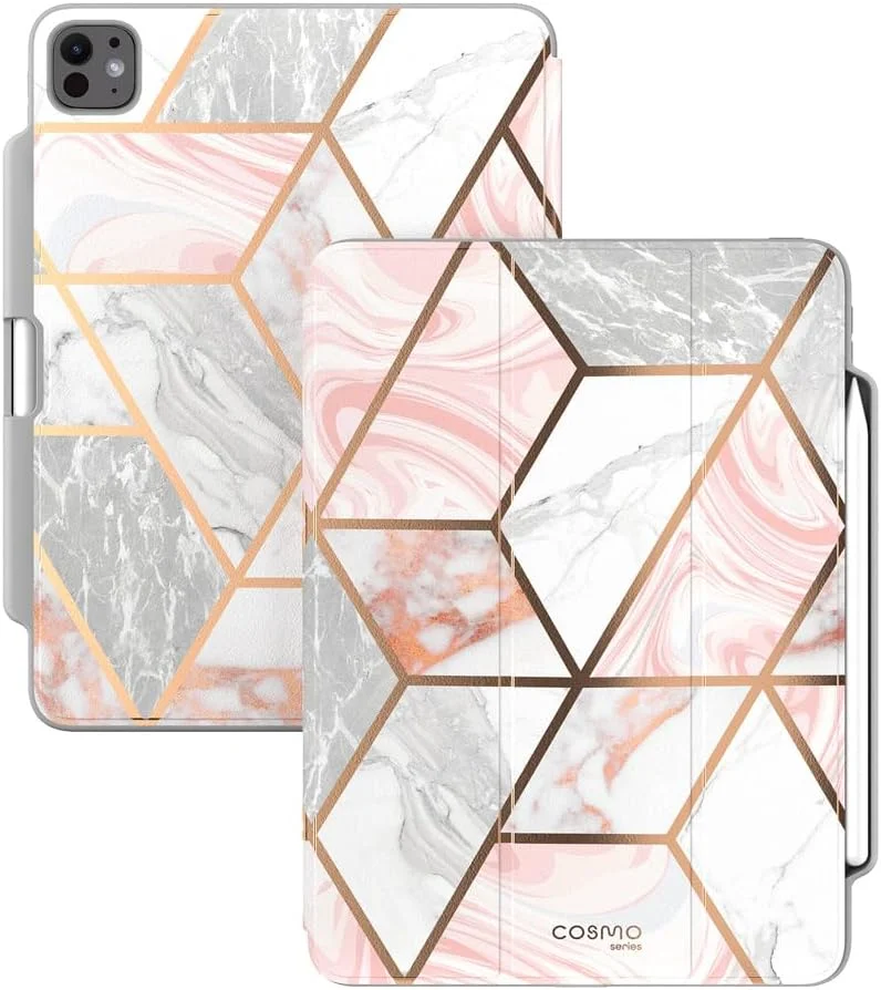 کیف آیپد پرو ۱۳ اینچ i-Blason مدل ۲۰۲۴ با جای قلم، [پایه سه تایی باریک] [خواب/بیدار شدن خودکار]، کاور محافظ TPU نرم آیپد پرو M4 برای آیپد پرو ۱۳ اینچ M4، سری Cosmo، طرح مرمر