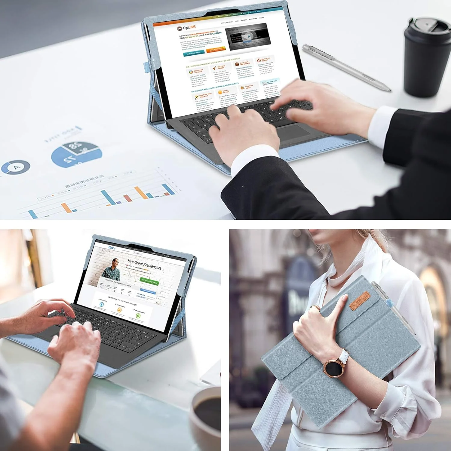 کیف محافظ FINTIE برای مایکروسافت Surface Pro 7+/Surface Pro 7/Pro 6/Pro 5/Pro 4/Pro 3 – کیف محافظ چند زاویه ای قابل تنظیم با بست مغناطیسی و جیب مدارک، آبی یخی کیف محافظ FINTIE برای مایکروسافت Surface Pro 7+/Surface Pro 7/Pro 6/Pro 5/Pro 4/Pro 3 – کیف محافظ چند زاویه ای قابل تنظیم با بست مغناطیسی و جیب مدارک، آبی یخی