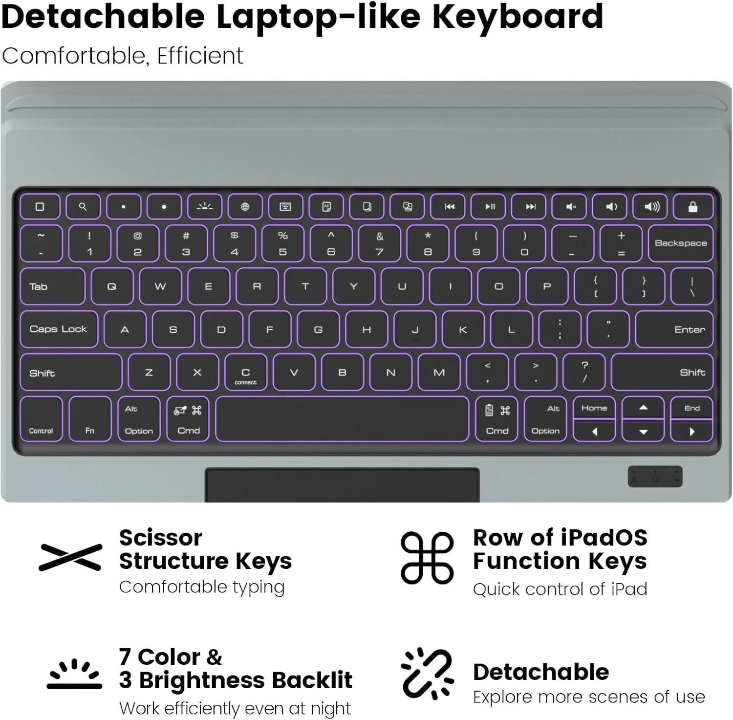 کیبورد و کاور محافظ Nillkin Bumper Combo با نور پس زمینه، طراحی شده برای Apple iPad Air 13 2024/Pro 12.9 2020/2021/2022، دارای جای قلم/ضد ضربه/پایه/ترک پد/کیبورد (حروف آلمانی) - مشکی