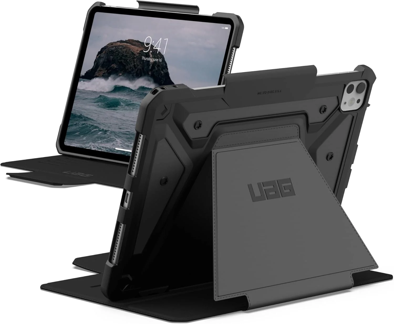 کاور محافظ تبلت آیپد پرو ۱۱ اینچ Urban Armor Gear UAG Metropolis SE (مدل ۲۰۲۴) M4 به همراه جای قلم و استند قابل تنظیم چند زاویه - مشکی