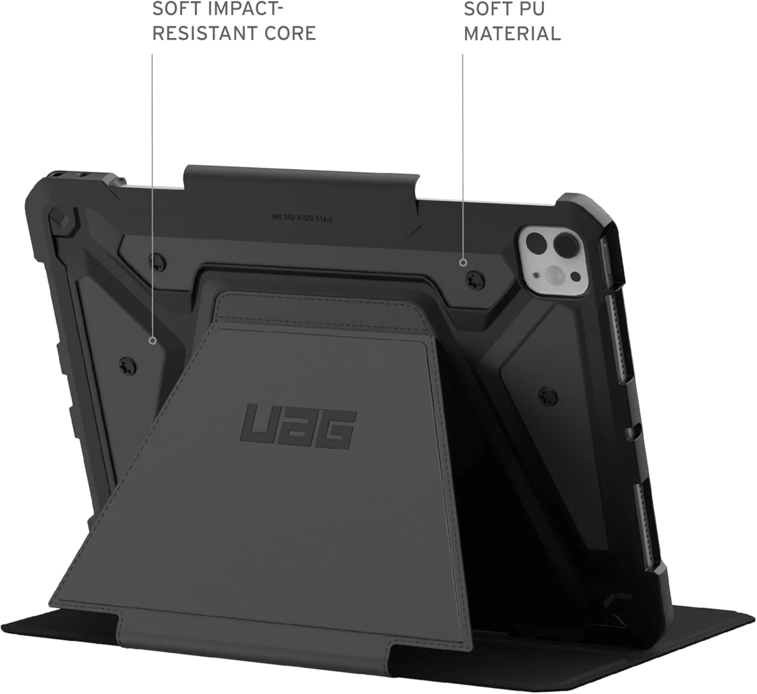 کاور محافظ تبلت آیپد پرو ۱۱ اینچ Urban Armor Gear UAG Metropolis SE (مدل ۲۰۲۴) M4 به همراه جای قلم و استند قابل تنظیم چند زاویه - مشکی