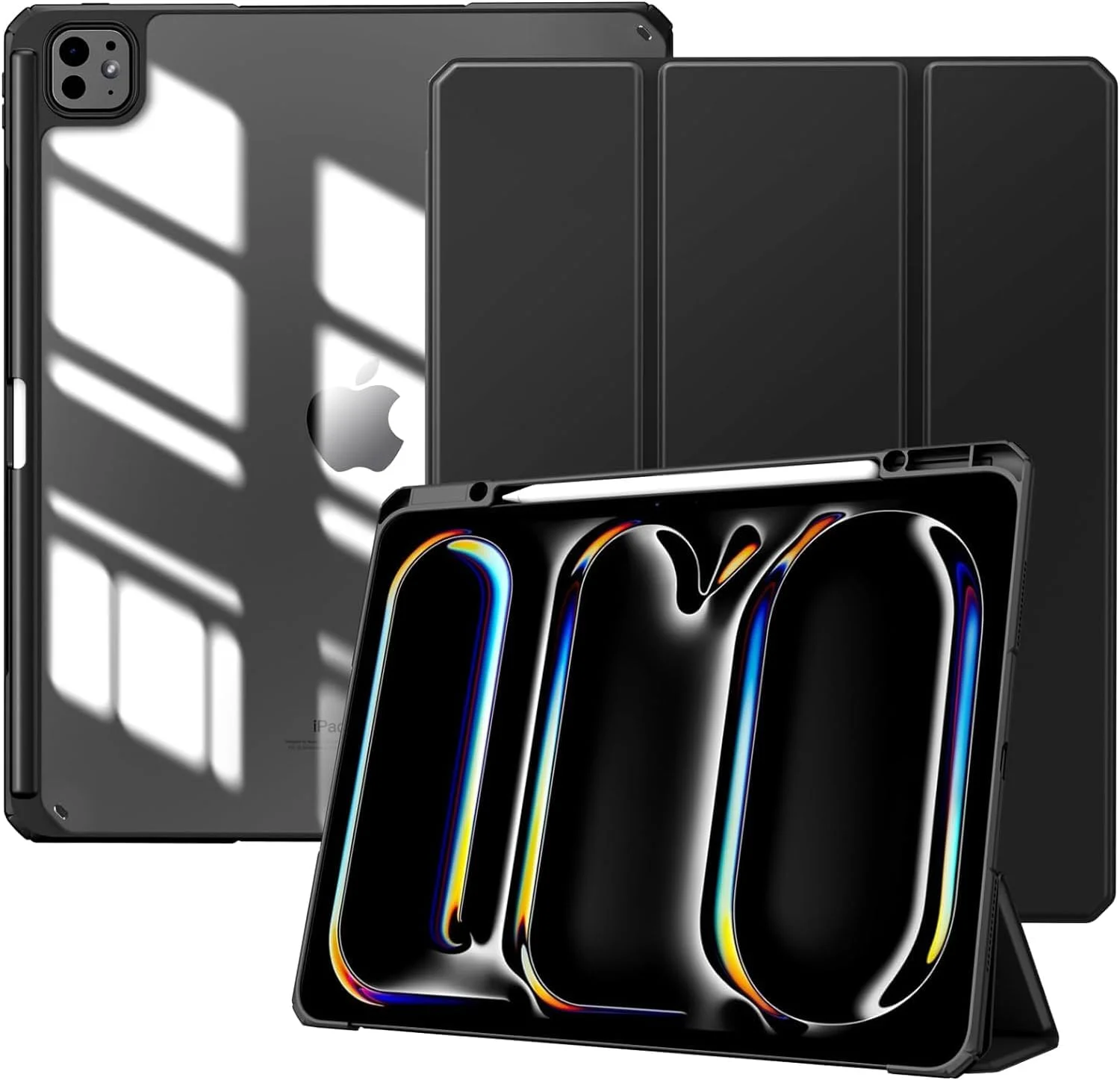 کاور آیپد پرو ۱۳ اینچ (M4) ۲۰۲۴ با جای قلم، کاور محافظ باریک با پایه و پشت شفاف برای تبلت آیپد پرو ۱۳ اینچی، پشتیبانی از حالت بیدار/خواب خودکار، مشکی کاور آیپد پرو ۱۳ اینچ (M4) ۲۰۲۴ با جای قلم، کاور محافظ باریک با پایه و پشت شفاف برای تبلت آیپد پرو ۱۳ اینچی، پشتیبانی از حالت بیدار/خواب خودکار، مشکی