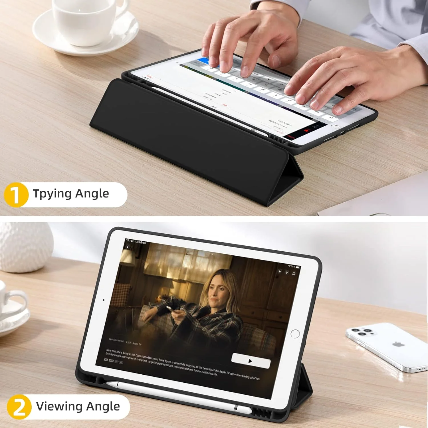 کاور آکردز سازگار با آیپد 10.2 اینچی 2021/2020 آیپد نسل 9/8 و آیپد نسل 7 سال 2019 به همراه جای قلم، کاور محافظ با پشت TPU نرم، قابلیت خواب/بیدار شدن خودکار، مشکی کاور آکردز سازگار با آیپد 10.2 اینچی 2021/2020 آیپد نسل 9/8 و آیپد نسل 7 سال 2019 به همراه جای قلم، کاور محافظ با پشت TPU نرم، قابلیت خواب/بیدار شدن خودکار، مشکی