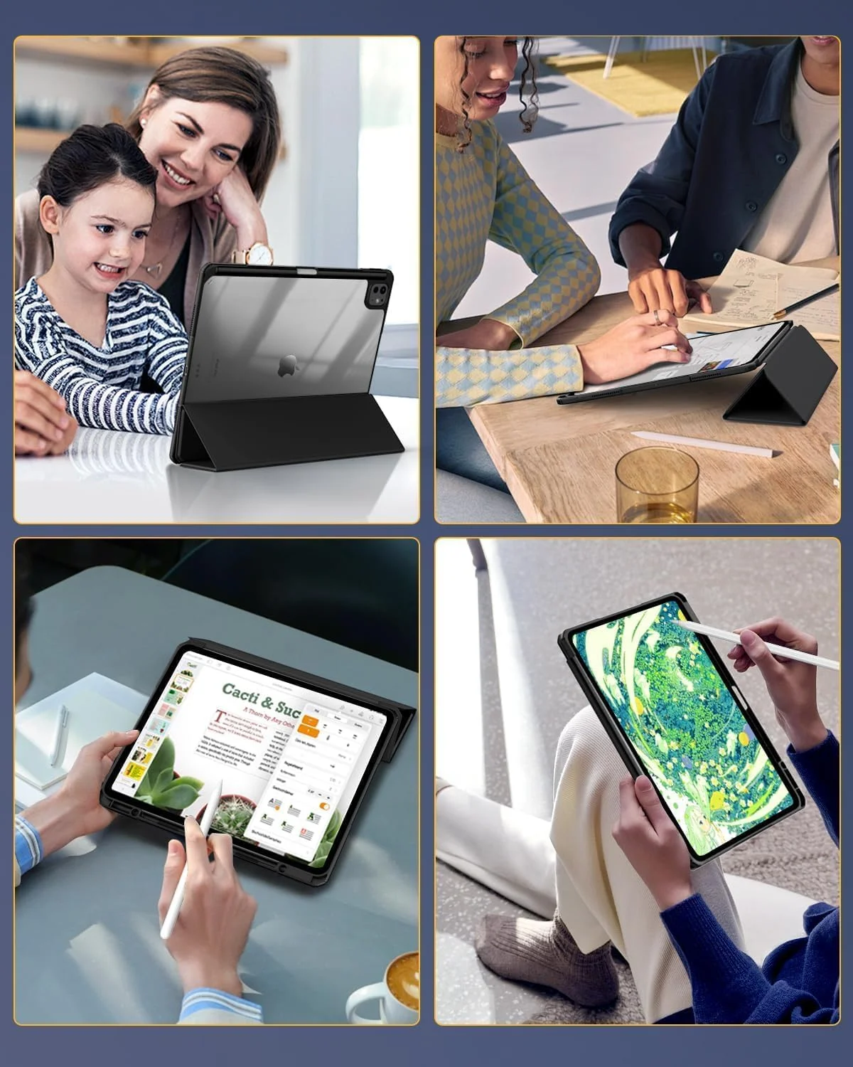 کاور آیپد پرو ۱۳ اینچ (M4) ۲۰۲۴ با جای قلم، کاور محافظ باریک با پایه و پشت شفاف برای تبلت آیپد پرو ۱۳ اینچی، پشتیبانی از حالت بیدار/خواب خودکار، مشکی کاور آیپد پرو ۱۳ اینچ (M4) ۲۰۲۴ با جای قلم، کاور محافظ باریک با پایه و پشت شفاف برای تبلت آیپد پرو ۱۳ اینچی، پشتیبانی از حالت بیدار/خواب خودکار، مشکی