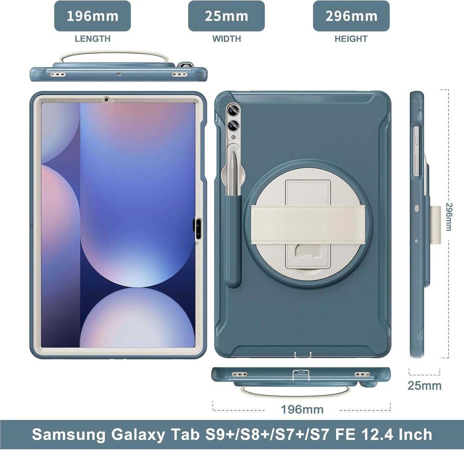کاور محافظ تبلت سامسونگ گلکسی تب اس 10 پلاس/اس 9 اف ای پلاس/اس 9 پلاس/اس 8 پلاس/اس 7 اف ای/اس 7 پلاس 12.4 اینچ Junfire، کاور محافظ ضد ضربه کودکانه با محافظ صفحه نمایش، پایه نگهدارنده، بند دستی و جای قلم برای تبلت اس 9 اف ای پلاس/اس 9 پلاس - آبی کاور محافظ تبلت سامسونگ گلکسی تب اس 10 پلاس/اس 9 اف ای پلاس/اس 9 پلاس/اس 8 پلاس/اس 7 اف ای/اس 7 پلاس 12.4 اینچ Junfire، کاور محافظ ضد ضربه کودکانه با محافظ صفحه نمایش، پایه نگهدارنده، بند دستی و جای قلم برای تبلت اس 9 اف ای پلاس/اس 9 پلاس - آبی