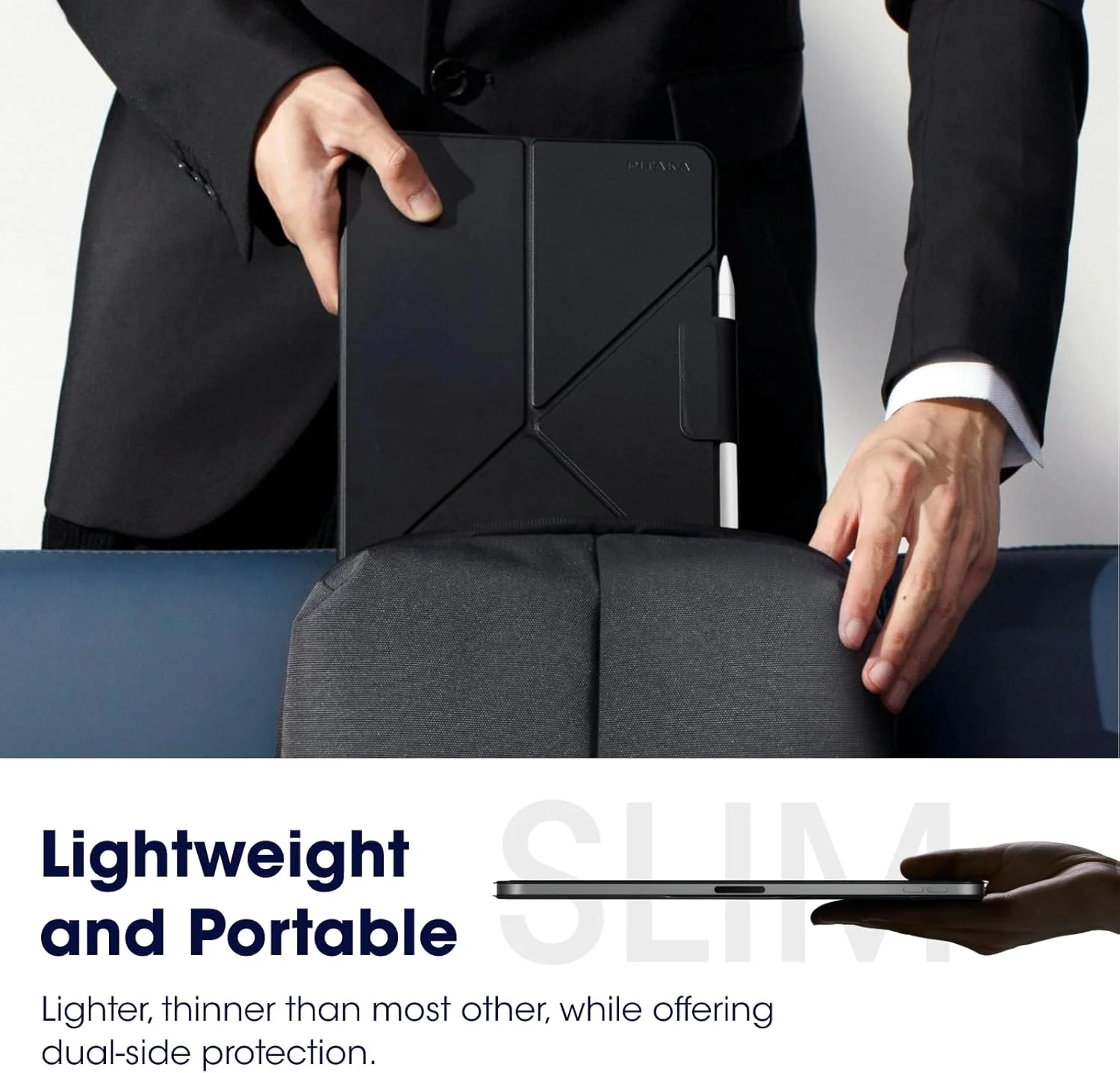 کیف آیپد پرو 11 اینچی PITAKA، فولیو چند لایه با نگهدارنده مغناطیسی اپل پنسل، سبک وزن، سازگار با آیپد پرو 11 اینچی (2022/2021/2020/2018) و آیپد ایر (نسل 5/4) - مشکی کیف آیپد پرو 11 اینچی PITAKA، فولیو چند لایه با نگهدارنده مغناطیسی اپل پنسل، سبک وزن، سازگار با آیپد پرو 11 اینچی (2022/2021/2020/2018) و آیپد ایر (نسل 5/4) - مشکی