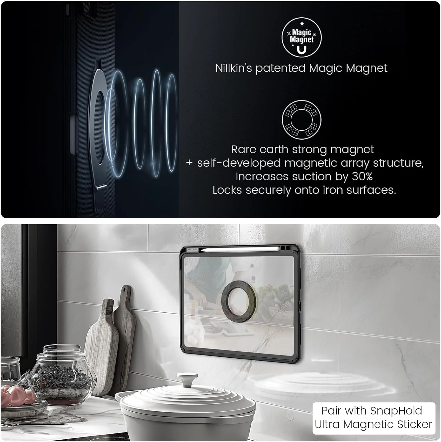 کاور آیپد ایر 11 اینچ (M2، 2024) و نسل 6/5/4، استند مغناطیسی قابل تنظیم Azonee با نگهدارنده قلم و پوشش کشویی دوربین، بدون محافظ صفحه نمایش داخلی