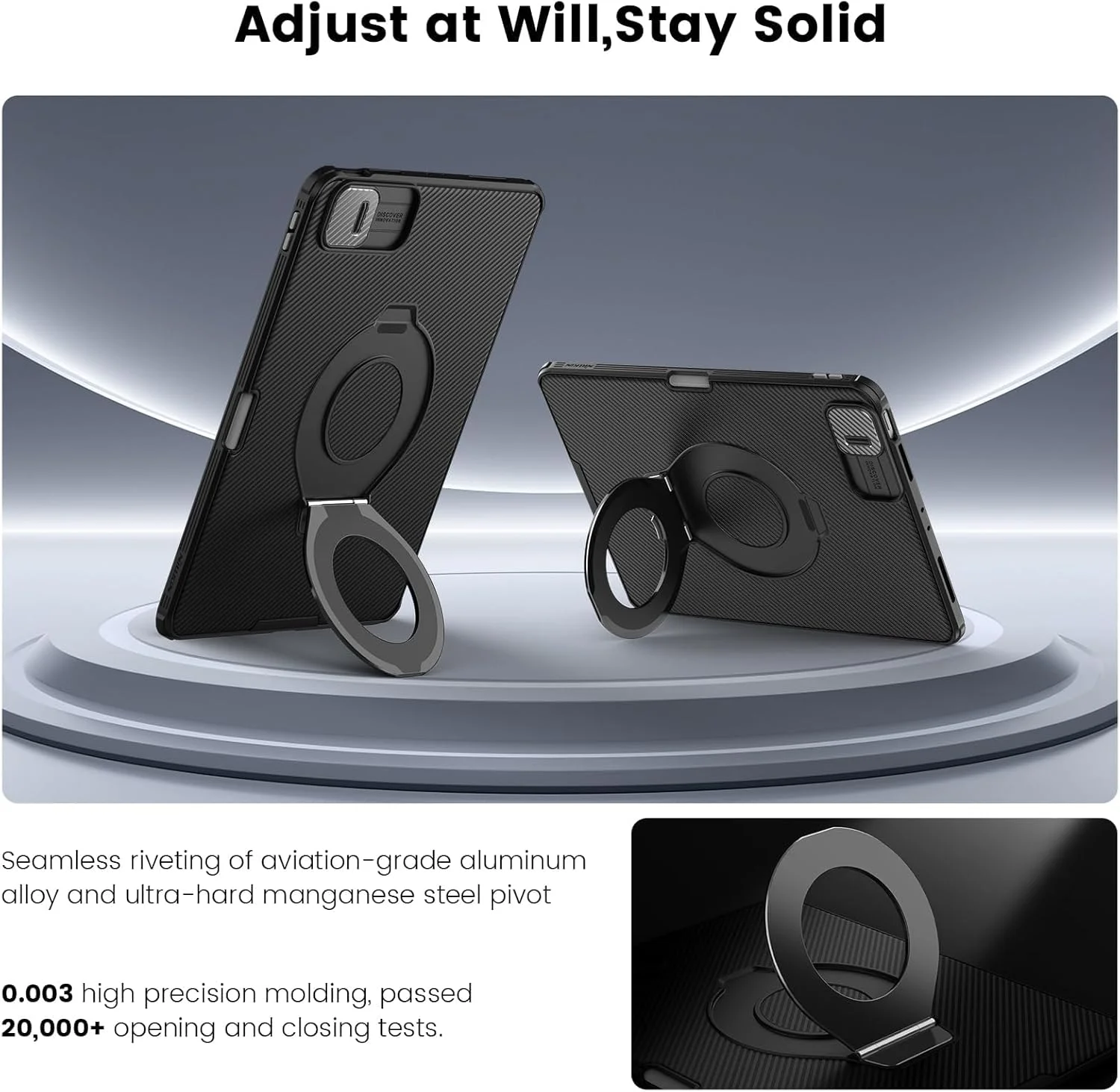 کاور آیپد ایر 11 اینچ (M2، 2024) و نسل 6/5/4، استند مغناطیسی قابل تنظیم Azonee با نگهدارنده قلم و پوشش کشویی دوربین، بدون محافظ صفحه نمایش داخلی