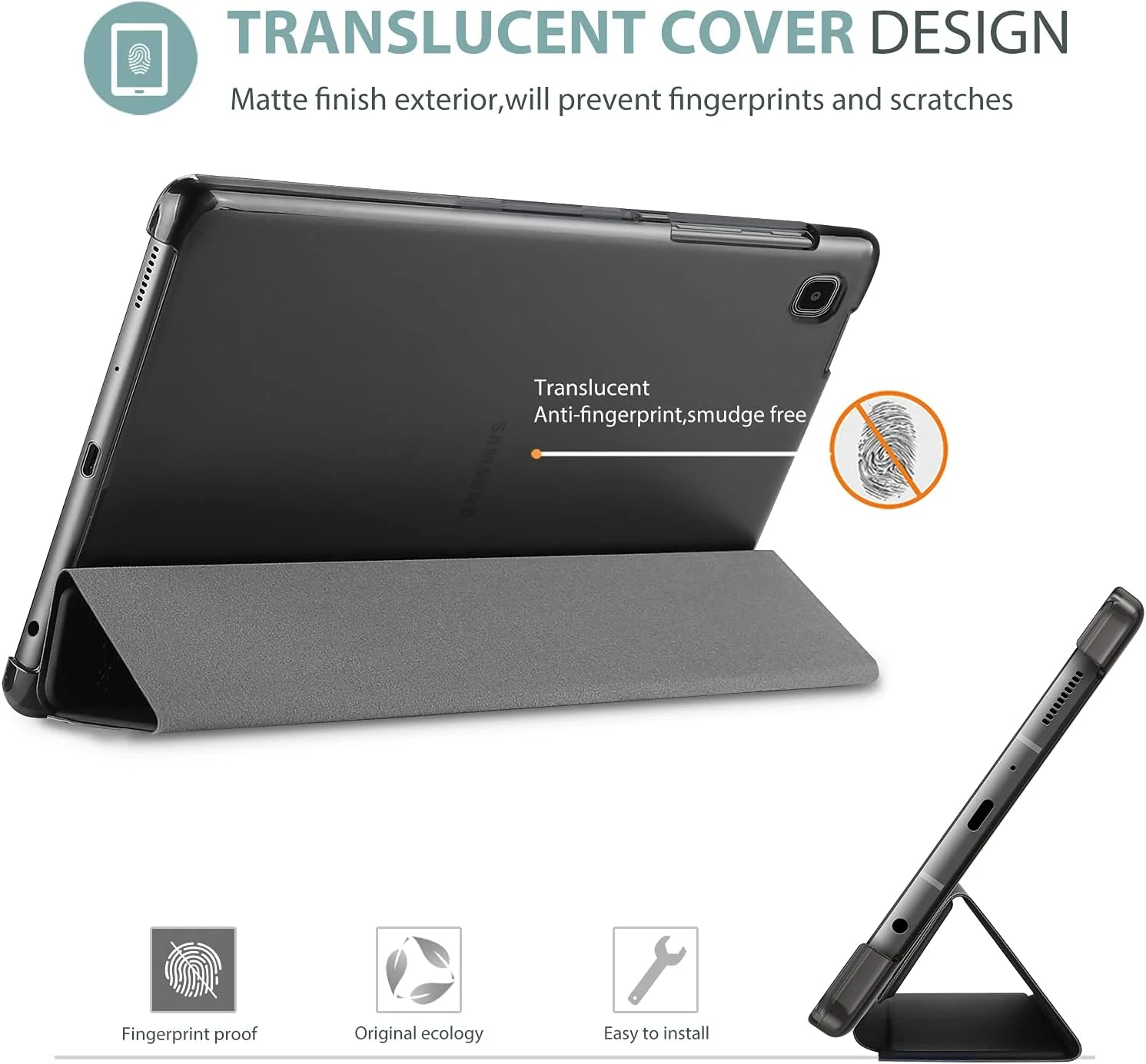 کیف محافظ تبلت ProCase Galaxy Tab A7 Lite سایز 8.7 اینچ (SM-T220/ SM-T225/ SM-T227)، کاور محافظ هارد شل استنددار برای تبلت 8.7 اینچی Samsung Tab A7 Lite 2021 - مشکی