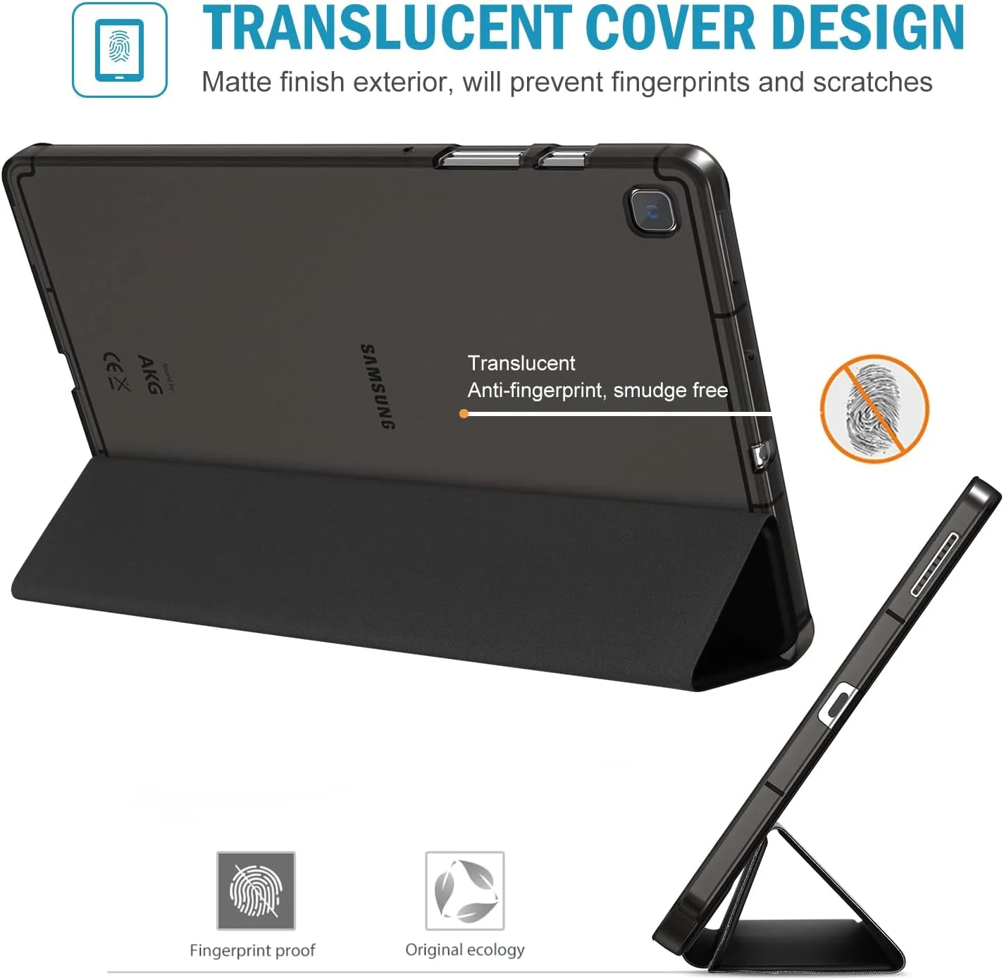 کاور پروکیس برای گلکسی تب S6 لایت 10.4 اینچ مدل 2022 2020 به همراه جای قلم S (SM-P613/P619/610/P615/P617)، کاور باریک سه لایه با پشت TPU نرم و شفاف و قابلیت بیدار شدن/به خواب رفتن خودکار - مشکی