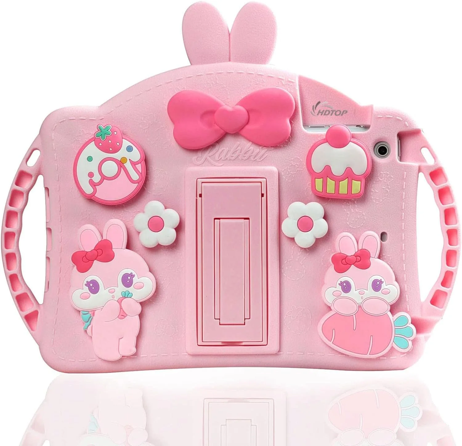 کیف محافظ آیپد مینی نسل 6 HDTOP مناسب کودکان، کیف آیپد مینی 6 اینچ 8.3 اینچی 2021 با بند شانه و پایه نگهدارنده، روکش محافظ ضد ضربه و فانتزی برای آیپد مینی 6 (صورتی)