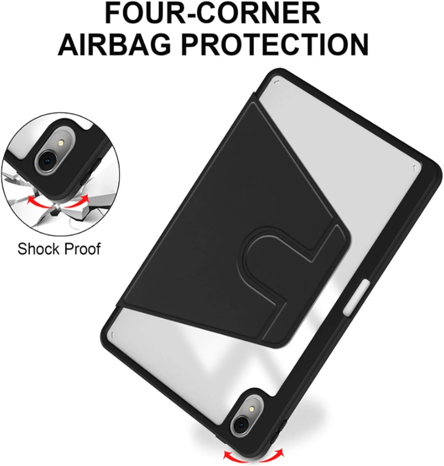 کاور تبلت Moninsta سازگار با HUAWEI MatePad 11.5"S 2024 (11.5 اینچ)، کاور محافظ چند زاویه ای اکریلیک شفاف PC سخت با نگهدارنده قلم (مشکی)