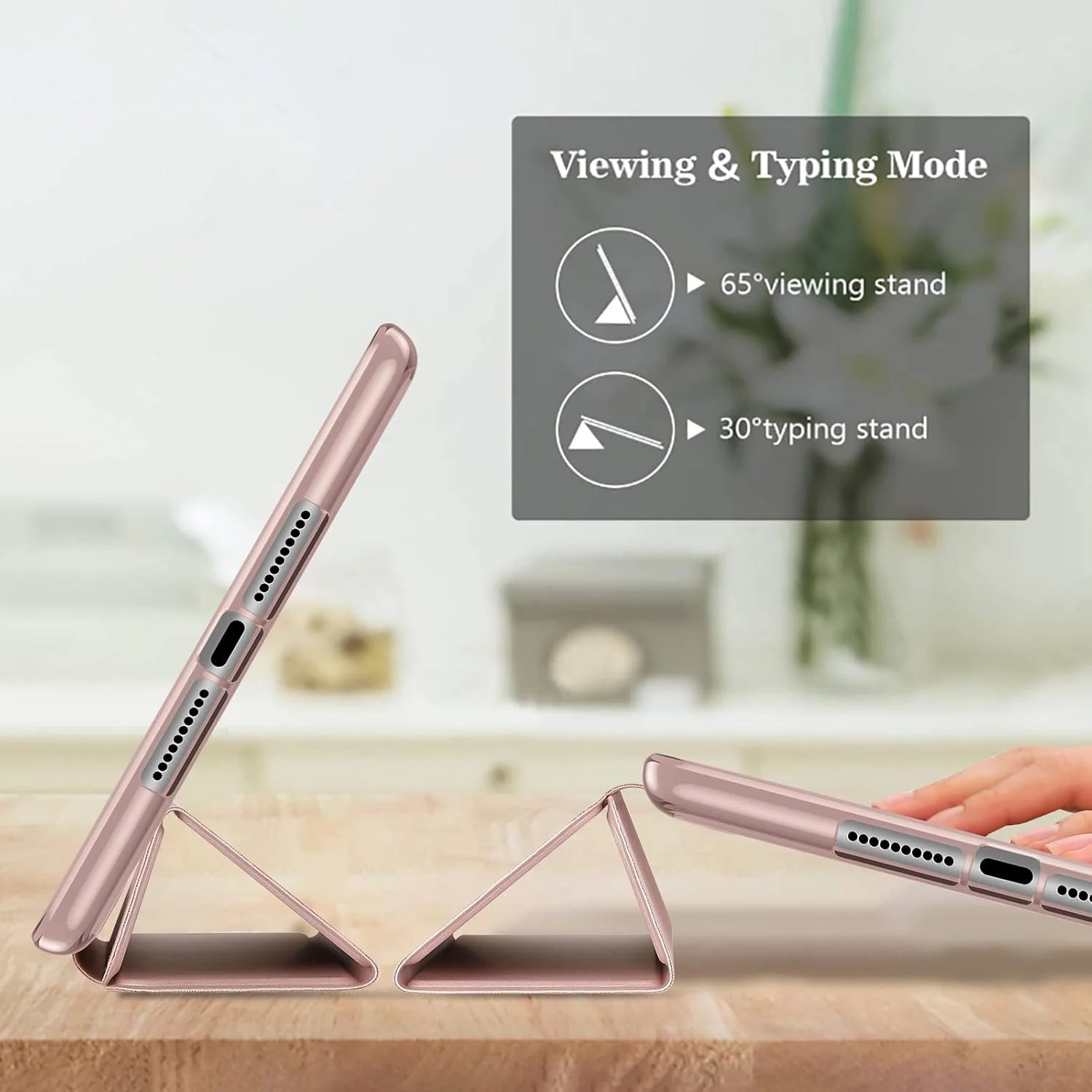 کاور آیپد مینی پروکیس برای آیپد مینی 5 مدل 2019/ 4, 1 2 3 با پوشش پشتی TPU نرم، محافظ باریک، سبک وزن، سه تایی هوشمند و پایه محافظ ثابت 5/4/3/2/1 - صورتی