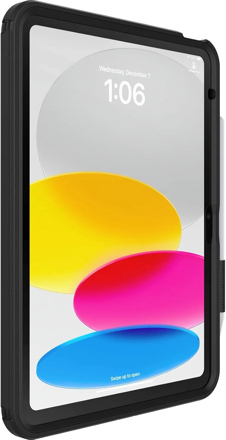 محافظ تبلت OtterBox Defender با پایه برای آیپد نسل دهم 2022 و نسل یازدهم 2025 (A16)، قاب محافظ با محافظ صفحه نمایش داخلی، تست شده 2 برابر استاندارد نظامی، مشکی، بدون بسته بندی خرده فروشی
