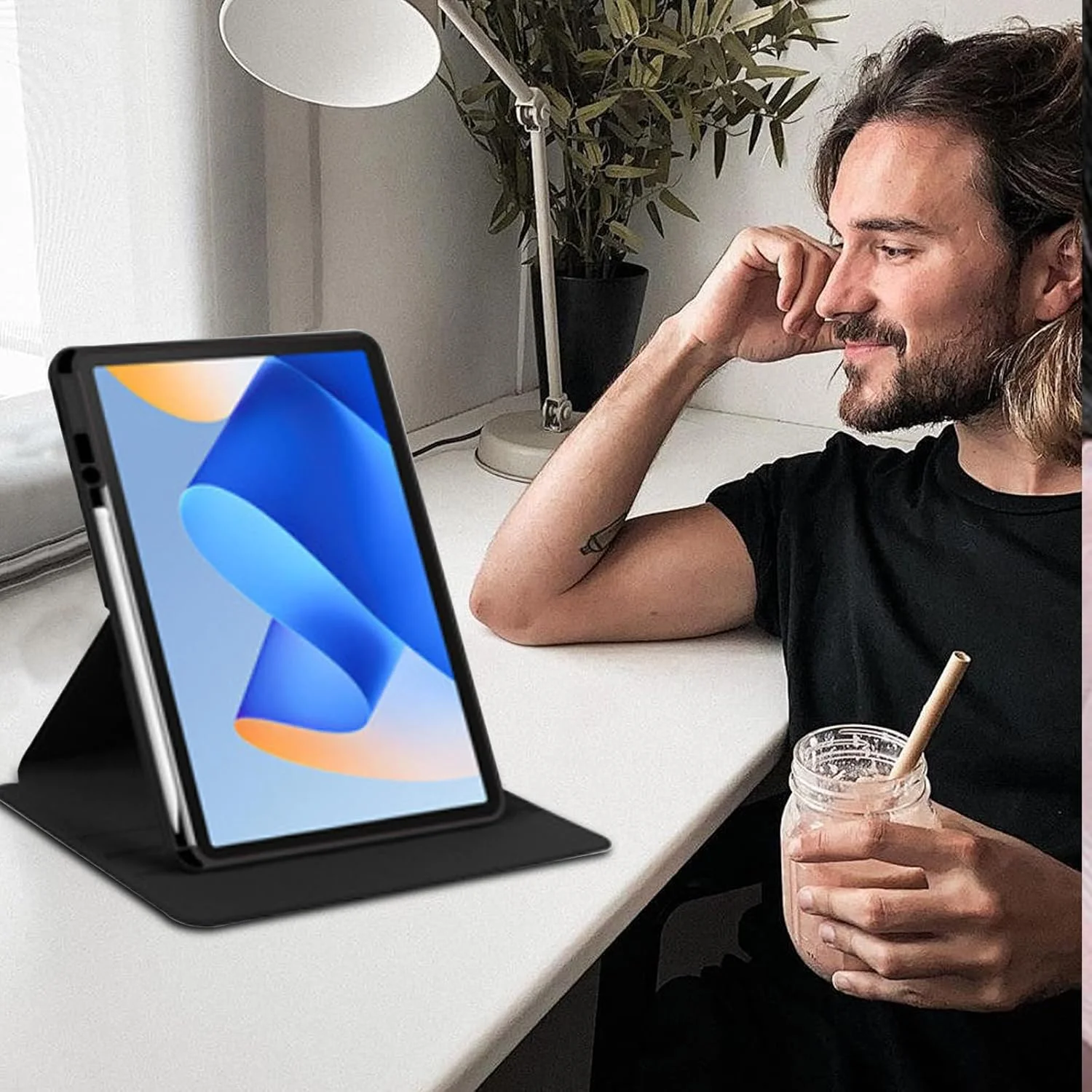 کاور تبلت Moninsta سازگار با HUAWEI MatePad 11.5"S 2024 (11.5 اینچ)، کاور محافظ چند زاویه ای اکریلیک شفاف PC سخت با نگهدارنده قلم (مشکی)