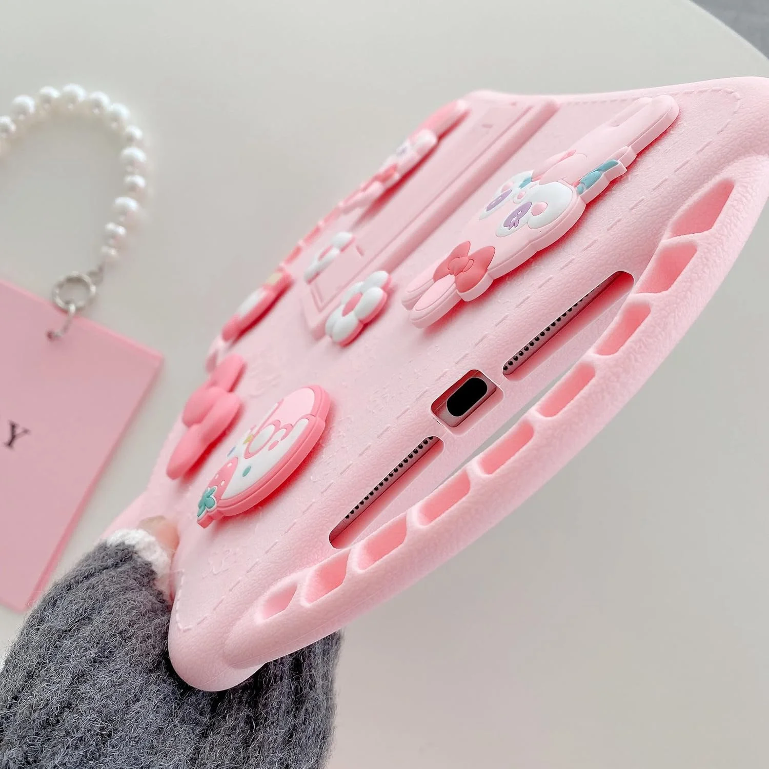 کیف محافظ آیپد مینی نسل 6 HDTOP مناسب کودکان، کیف آیپد مینی 6 اینچ 8.3 اینچی 2021 با بند شانه و پایه نگهدارنده، روکش محافظ ضد ضربه و فانتزی برای آیپد مینی 6 (صورتی)