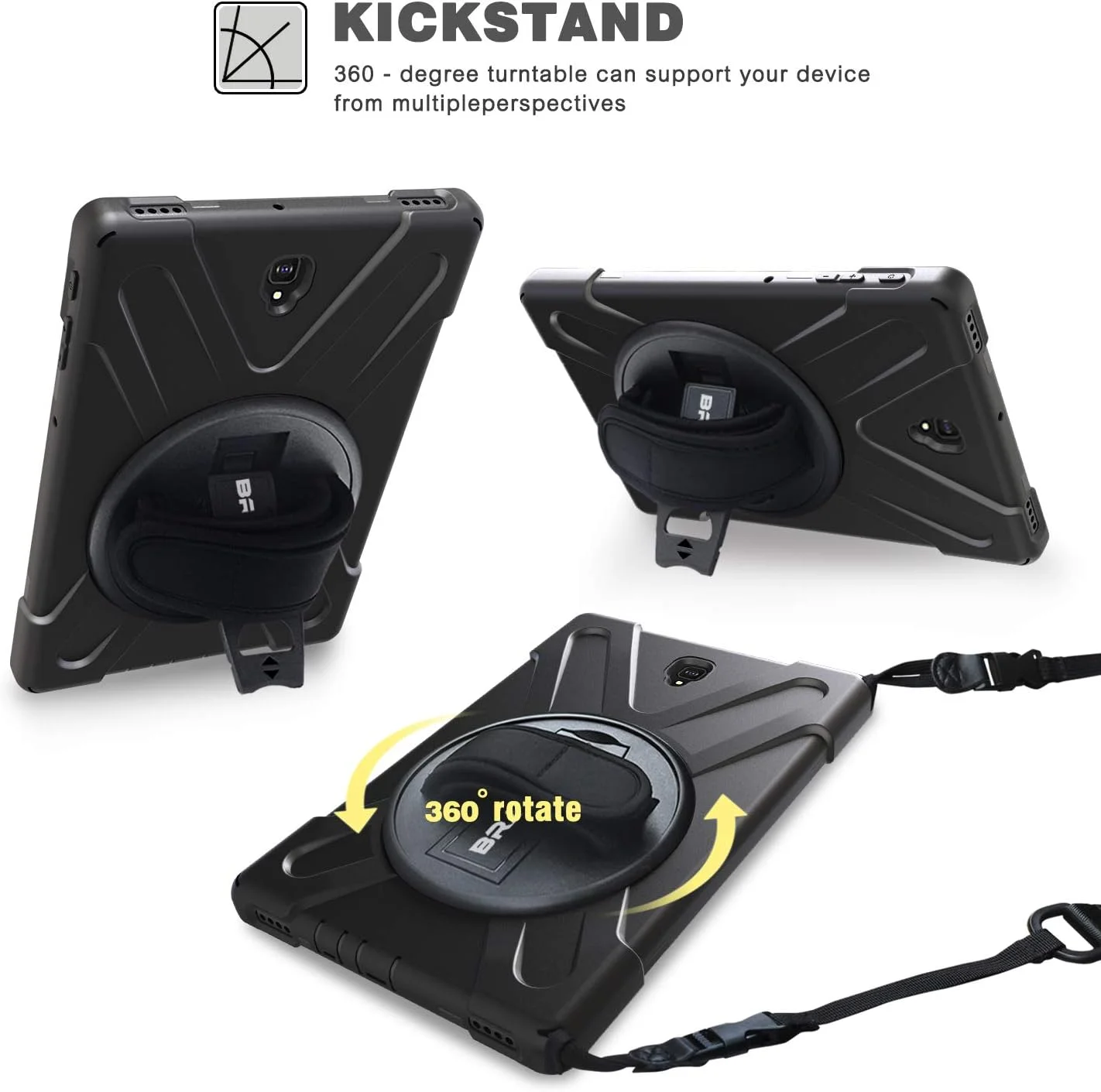 کیف محافظ تبلت سامسونگ گلکسی تب S4 10.5 اینچی BRAECN، مقاوم در برابر ضربه با پایه 360 درجه، بند دستی و بند شانه برای حمل، مناسب برای تبلت سامسونگ گلکسی تب S4 10.5 اینچ 2018 مدل SM-T830/T835/T837 (مشکی) کیف محافظ تبلت سامسونگ گلکسی تب S4 10.5 اینچی BRAECN، مقاوم در برابر ضربه با پایه 360 درجه، بند دستی و بند شانه برای حمل، مناسب برای تبلت سامسونگ گلکسی تب S4 10.5 اینچ 2018 مدل SM-T830/T835/T837 (مشکی)