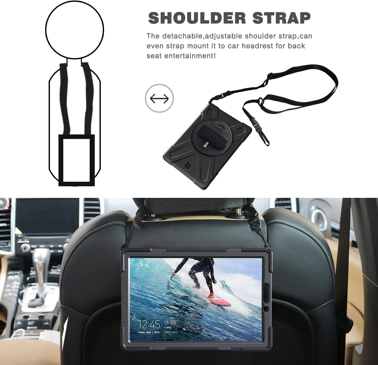 کیف محافظ تبلت سامسونگ گلکسی تب S4 10.5 اینچی BRAECN، مقاوم در برابر ضربه با پایه 360 درجه، بند دستی و بند شانه برای حمل، مناسب برای تبلت سامسونگ گلکسی تب S4 10.5 اینچ 2018 مدل SM-T830/T835/T837 (مشکی) کیف محافظ تبلت سامسونگ گلکسی تب S4 10.5 اینچی BRAECN، مقاوم در برابر ضربه با پایه 360 درجه، بند دستی و بند شانه برای حمل، مناسب برای تبلت سامسونگ گلکسی تب S4 10.5 اینچ 2018 مدل SM-T830/T835/T837 (مشکی)