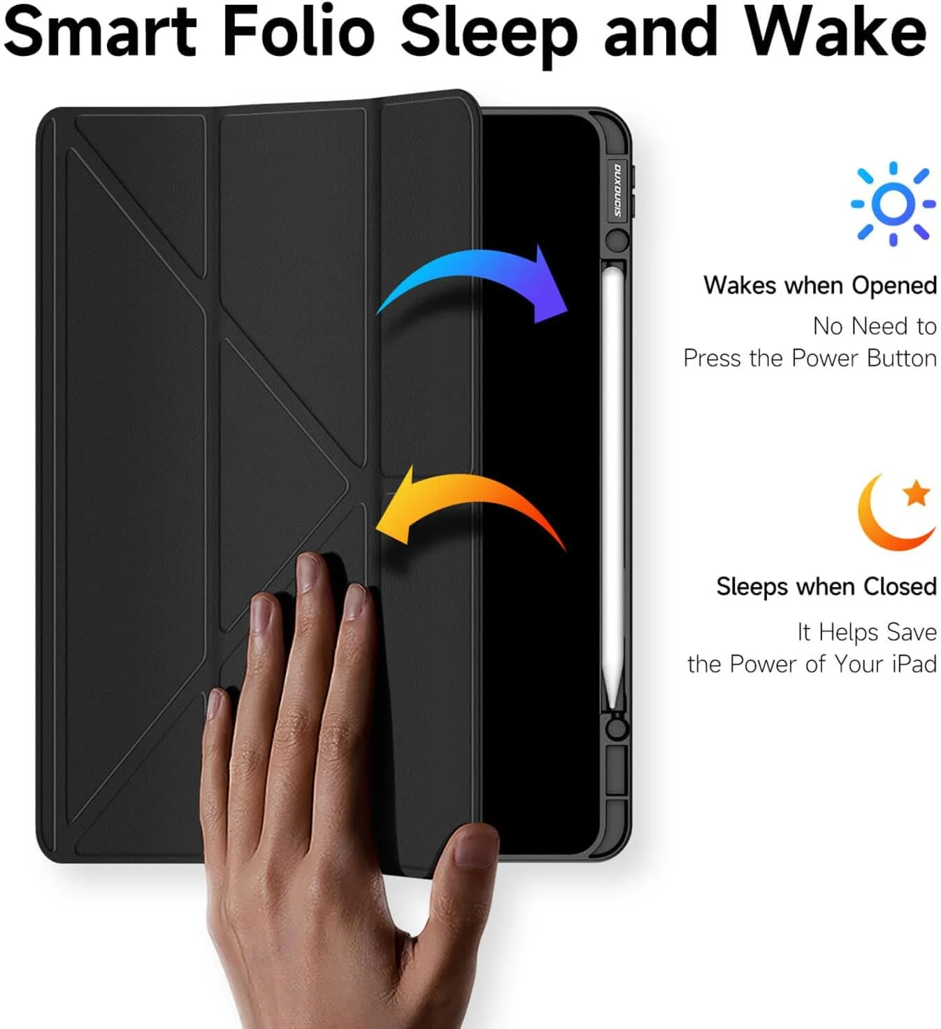 کاور سری Magi DUX DUCIS برای Apple iPad Air 13 (2024)/iPad Pro 12.9 (2020/2021/2022) – محافظ باریک با پایه تاشو V شکل و جای قلم، قابلیت Auto Sleep/Wake، ضد ضربه و ضد خش – مشکی کاور سری Magi DUX DUCIS برای Apple iPad Air 13 (2024)/iPad Pro 12.9 (2020/2021/2022) – محافظ باریک با پایه تاشو V شکل و جای قلم، قابلیت Auto Sleep/Wake، ضد ضربه و ضد خش – مشکی