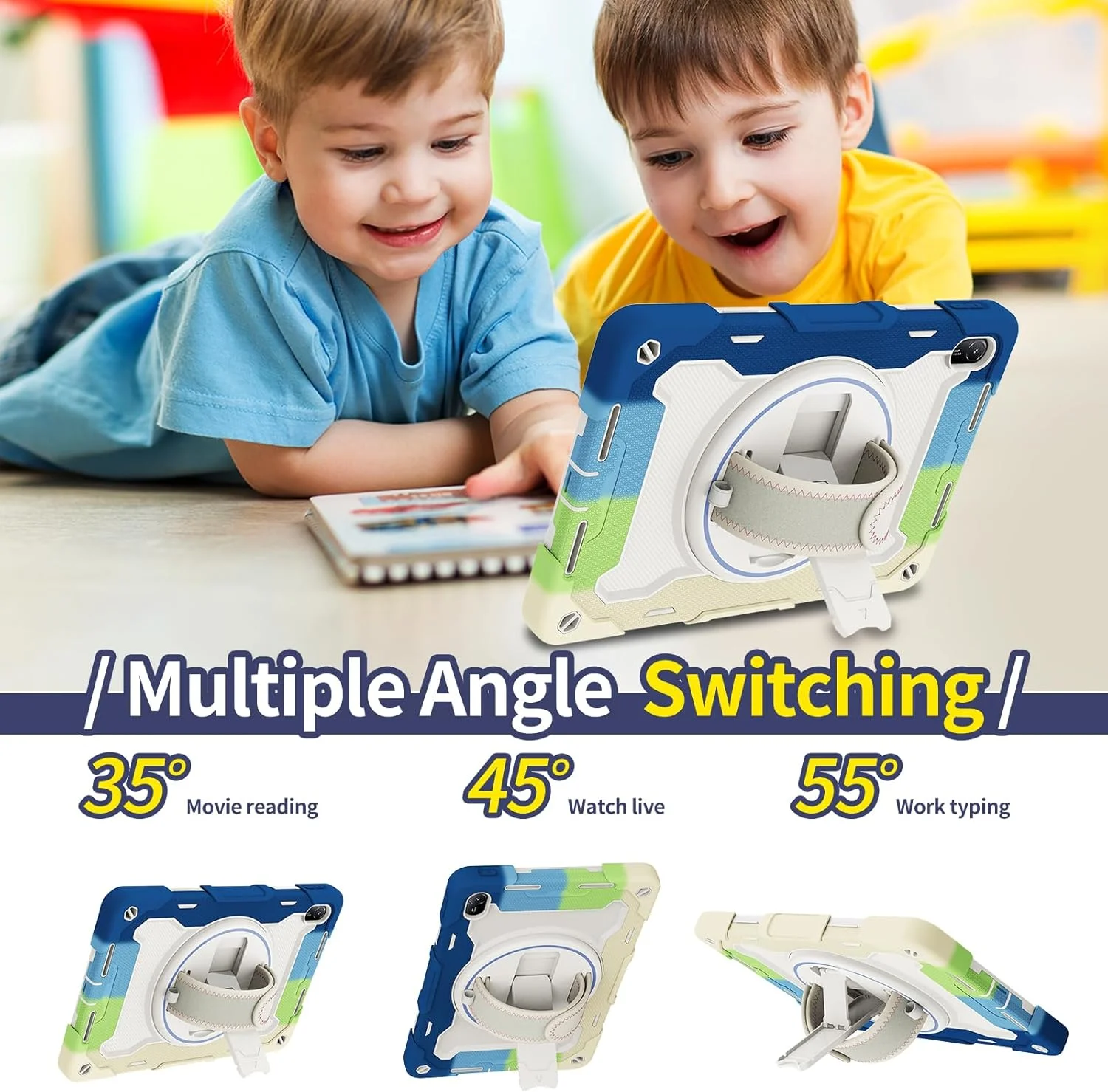 کاور محافظ تبلت هواوی Matepad SE 11 اینچ 2024 مدل Arsey با بند شانه ای مناسب کودکان، جنس سیلیکون + PC ضد ضربه، پایه تاشو چرخشی مخفی، آبی ترکیبی کاور محافظ تبلت هواوی Matepad SE 11 اینچ 2024 مدل Arsey با بند شانه ای مناسب کودکان، جنس سیلیکون + PC ضد ضربه، پایه تاشو چرخشی مخفی، آبی ترکیبی