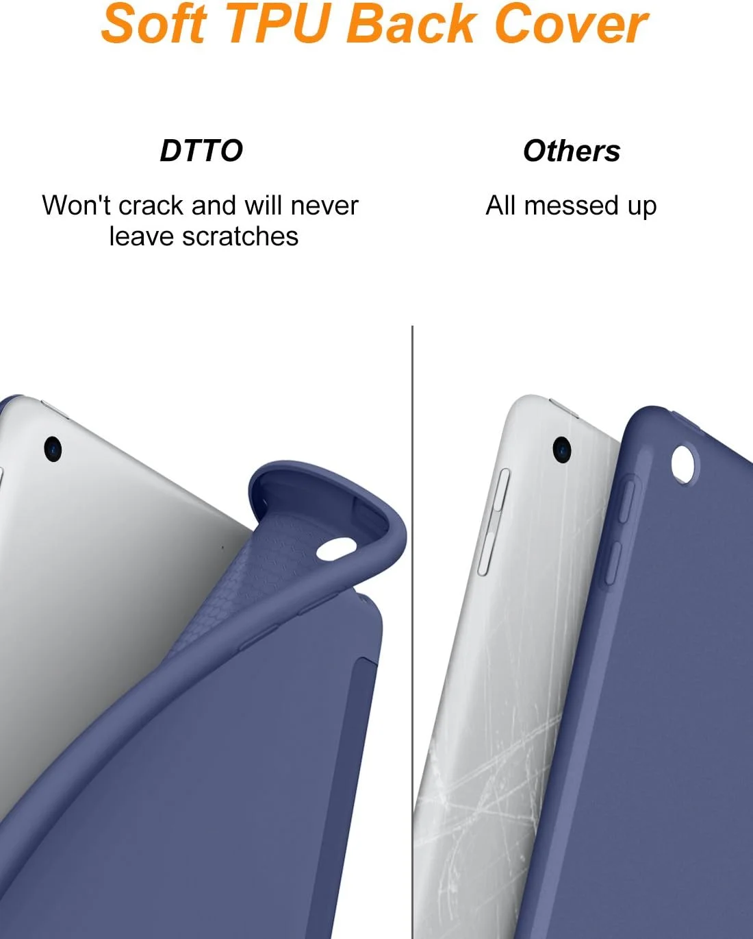 کیف DTTO برای آیپد 9.7 اینچ مدل 2018 (نسل ششم) / 2017 (نسل پنجم)، کاور هوشمند باریک و سبک با پشت TPU نرم برای آیپد 9.7 اینچ 2018/2017 [خواب/بیدار شدن خودکار] - سرمه ای