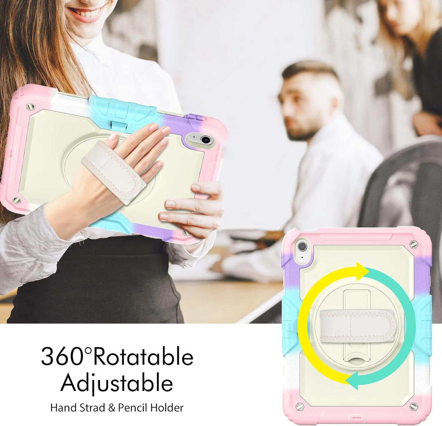 کاور آواکوت مناسب برای آیپد نسل 10 با صفحه نمایش 10.9 اینچ (مدل 2022)، کاور محافظتی و مقاوم مناسب کودکان به همراه جای قلم، محافظ صفحه نمایش، بند شانه، بند دستی و پایه نگهدارنده، برای آیپد نسل 10 اپل، صورتی رنگارنگ کاور آواکوت مناسب برای آیپد نسل 10 با صفحه نمایش 10.9 اینچ (مدل 2022)، کاور محافظتی و مقاوم مناسب کودکان به همراه جای قلم، محافظ صفحه نمایش، بند شانه، بند دستی و پایه نگهدارنده، برای آیپد نسل 10 اپل، صورتی رنگارنگ