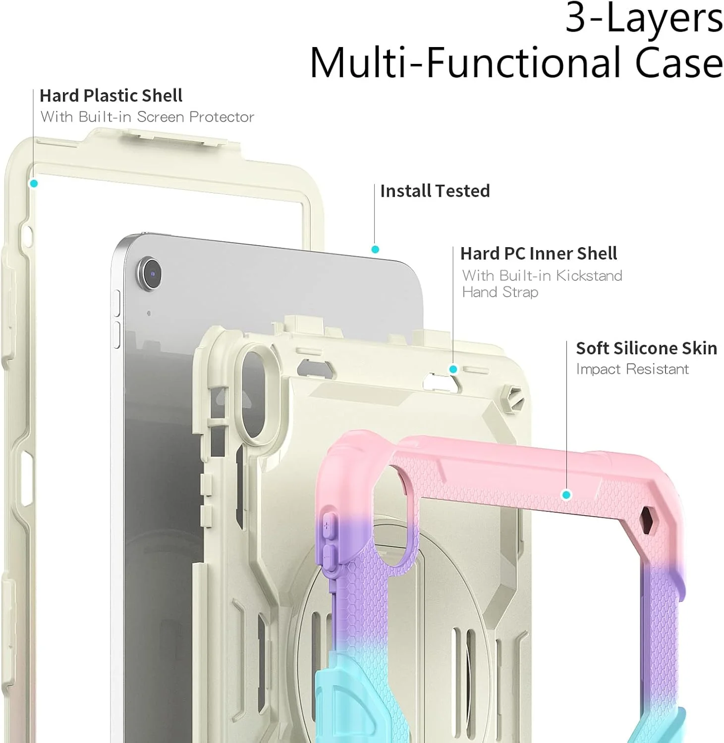 کاور آواکوت مناسب برای آیپد نسل 10 با صفحه نمایش 10.9 اینچ (مدل 2022)، کاور محافظتی و مقاوم مناسب کودکان به همراه جای قلم، محافظ صفحه نمایش، بند شانه، بند دستی و پایه نگهدارنده، برای آیپد نسل 10 اپل، صورتی رنگارنگ کاور آواکوت مناسب برای آیپد نسل 10 با صفحه نمایش 10.9 اینچ (مدل 2022)، کاور محافظتی و مقاوم مناسب کودکان به همراه جای قلم، محافظ صفحه نمایش، بند شانه، بند دستی و پایه نگهدارنده، برای آیپد نسل 10 اپل، صورتی رنگارنگ