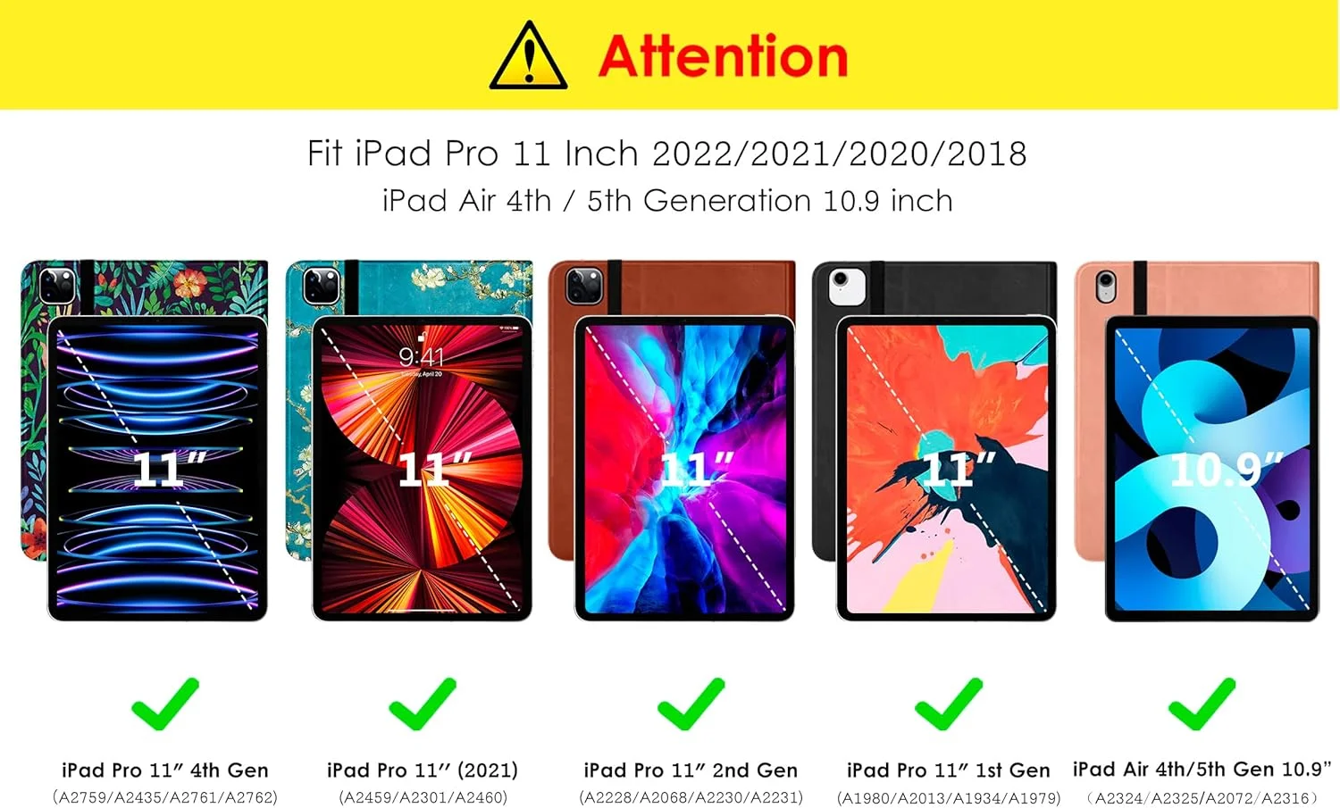 کاور DTTO برای آیپد پرو 11 اینچ نسل 4/3/2/1 سال 2022/2021/2020/2018، کاور استند فولیو چرمی PU با بند دستی، مناسب برای آیپد ایر 4/5 - بیدار/خواب خودکار، زوایای دید چندگانه، قهوه ای