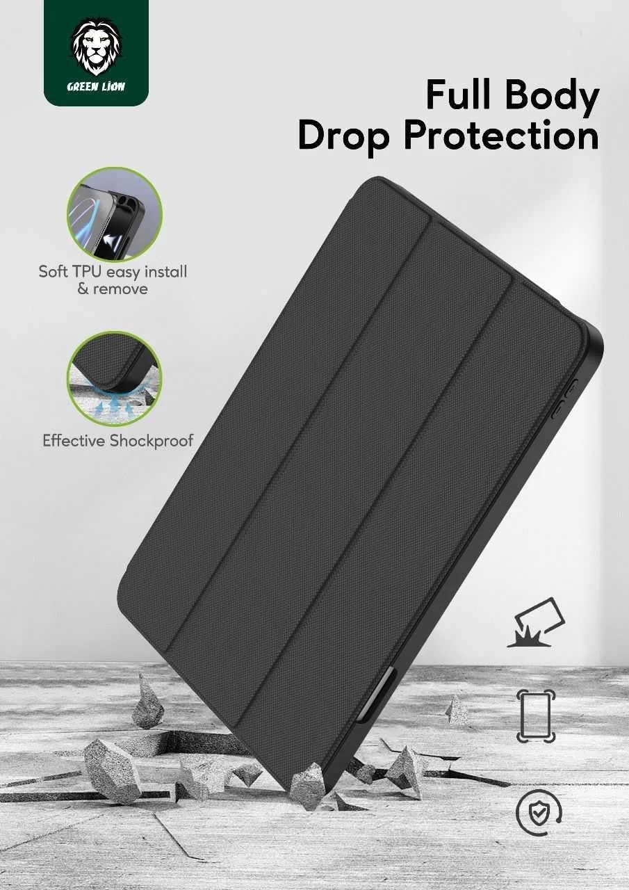 کیف تبلت چرمی پریمیوم Green Lion Hogo با جای مداد برای آیپد 10 تا 10.9 اینچ، پایه سه تایی پایدار، محافظت کامل از بدنه در برابر سقوط، نصب و جداسازی آسان TPU نرم، بیدار/خواب خودکار - آبی کیف تبلت چرمی پریمیوم Green Lion Hogo با جای مداد برای آیپد 10 تا 10.9 اینچ، پایه سه تایی پایدار، محافظت کامل از بدنه در برابر سقوط، نصب و جداسازی آسان TPU نرم، بیدار/خواب خودکار - آبی