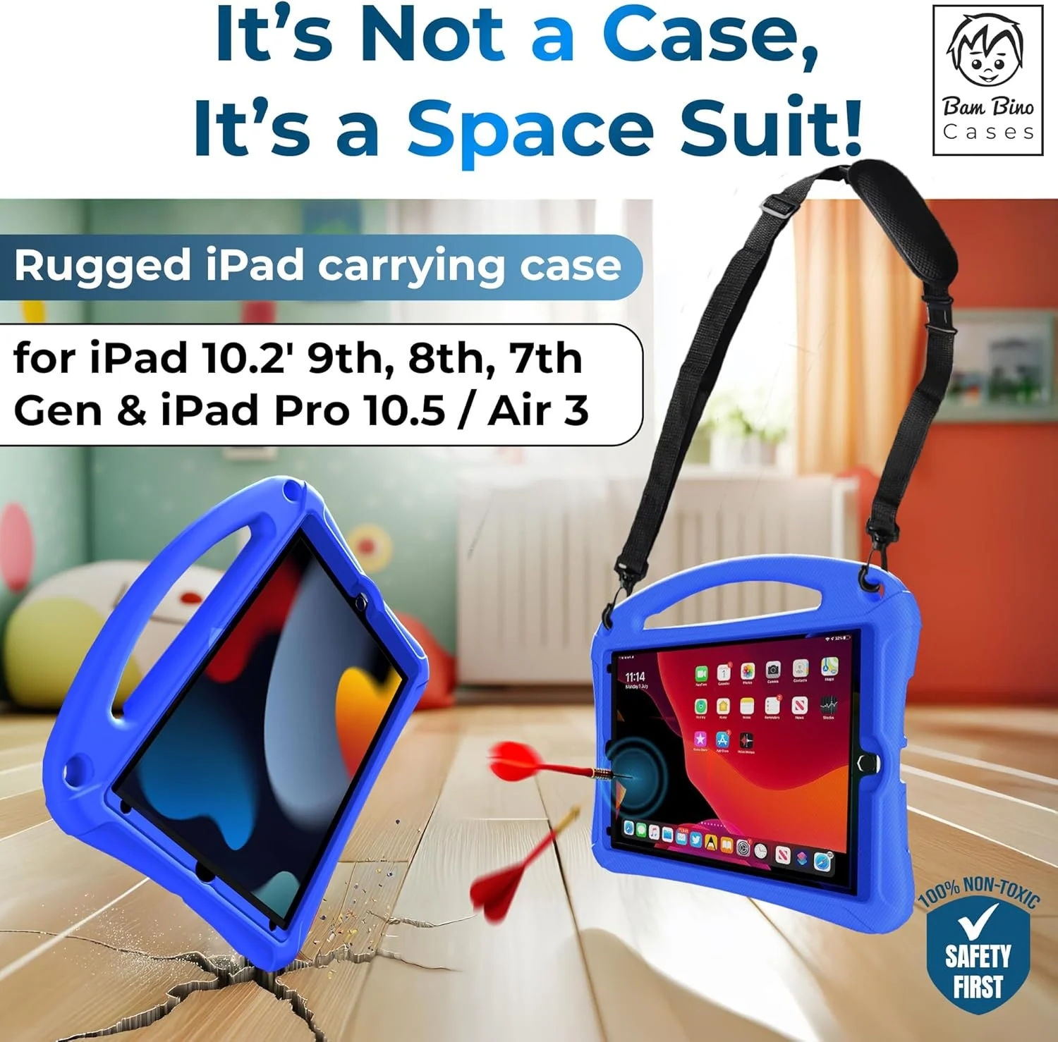 کیف فضایی Bam Bino مناسب آیپد نسل نهم کودکان، کیف آیپد نسل هشتم/هفتم/10.2 اینچی کودکان | کاور سبک وزن با محافظ صفحه نمایش، دسته، استند، بند شانه، نگهدارنده مداد (آبی کهکشانی) کیف فضایی Bam Bino مناسب آیپد نسل نهم کودکان، کیف آیپد نسل هشتم/هفتم/10.2 اینچی کودکان | کاور سبک وزن با محافظ صفحه نمایش، دسته، استند، بند شانه، نگهدارنده مداد (آبی کهکشانی)