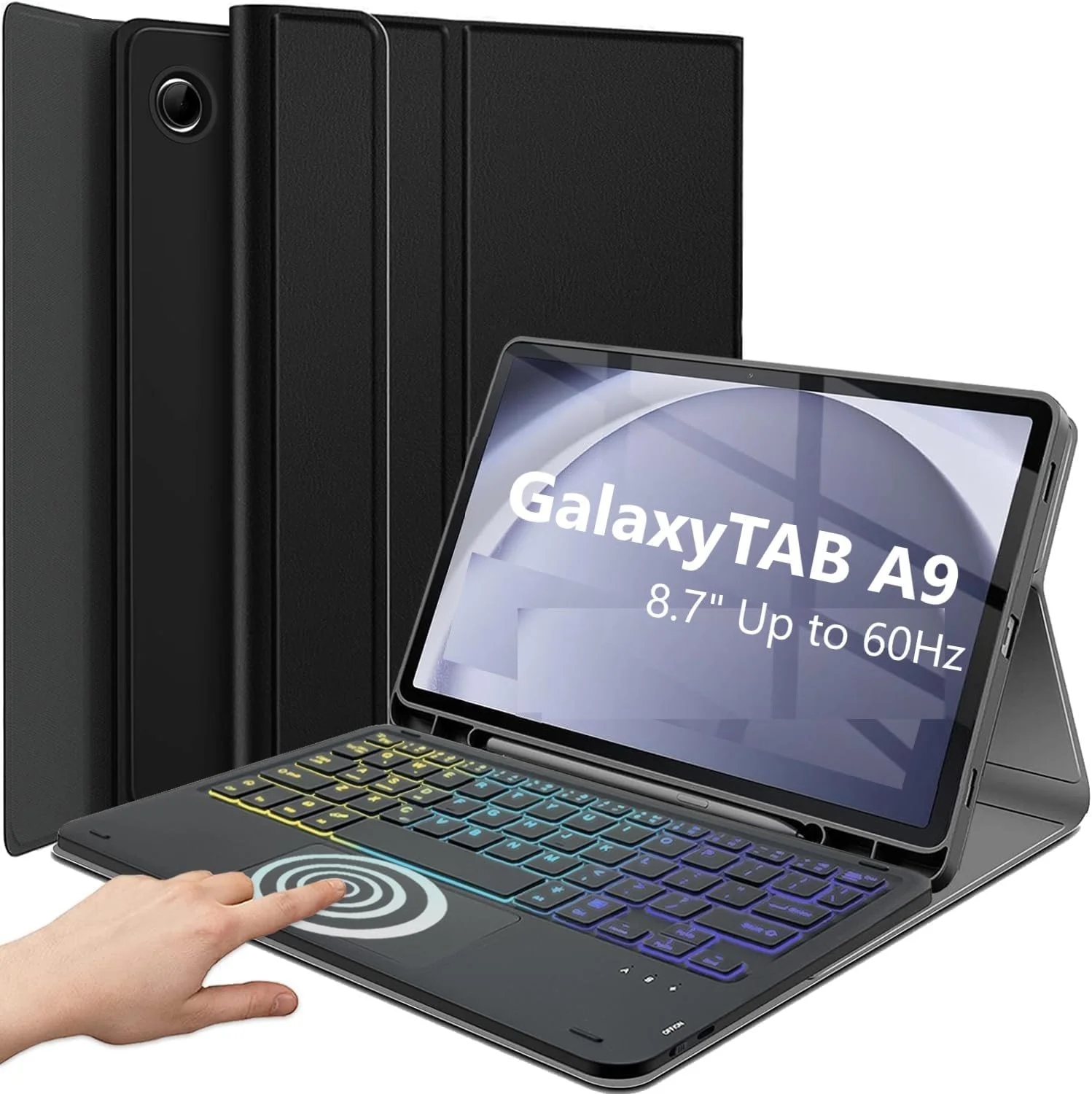 کیف لمسی با کیبورد برای سامسونگ گلکسی تب A9 2023، عربی و انگلیسی - ترکپد چند لمسی - کیبورد تبلت بیسیم جداشدنی با جای قلم برای سامسونگ تب A9 8.7 اینچ مشکی کیف لمسی با کیبورد برای سامسونگ گلکسی تب A9 2023، عربی و انگلیسی - ترکپد چند لمسی - کیبورد تبلت بیسیم جداشدنی با جای قلم برای سامسونگ تب A9 8.7 اینچ مشکی