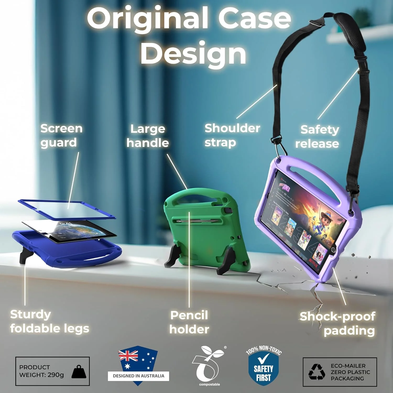 کیف فضایی Bam Bino مناسب آیپد نسل نهم کودکان، کیف آیپد نسل هشتم/هفتم/10.2 اینچی کودکان | کاور سبک وزن با محافظ صفحه نمایش، دسته، استند، بند شانه، نگهدارنده مداد (آبی کهکشانی) کیف فضایی Bam Bino مناسب آیپد نسل نهم کودکان، کیف آیپد نسل هشتم/هفتم/10.2 اینچی کودکان | کاور سبک وزن با محافظ صفحه نمایش، دسته، استند، بند شانه، نگهدارنده مداد (آبی کهکشانی)