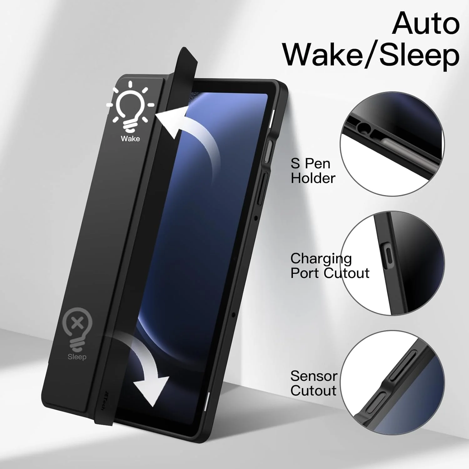 کاور JETech برای تبلت سامسونگ گلکسی تب S10 Lite / S10 FE / S9 FE 10.9 اینچی با جای قلم S Pen، پشت PC سخت شفاف، کاور محافظ تبلت سه تایی تاشو، بیدار/خواب خودکار (مشکی) کاور JETech برای تبلت سامسونگ گلکسی تب S10 Lite / S10 FE / S9 FE 10.9 اینچی با جای قلم S Pen، پشت PC سخت شفاف، کاور محافظ تبلت سه تایی تاشو، بیدار/خواب خودکار (مشکی)