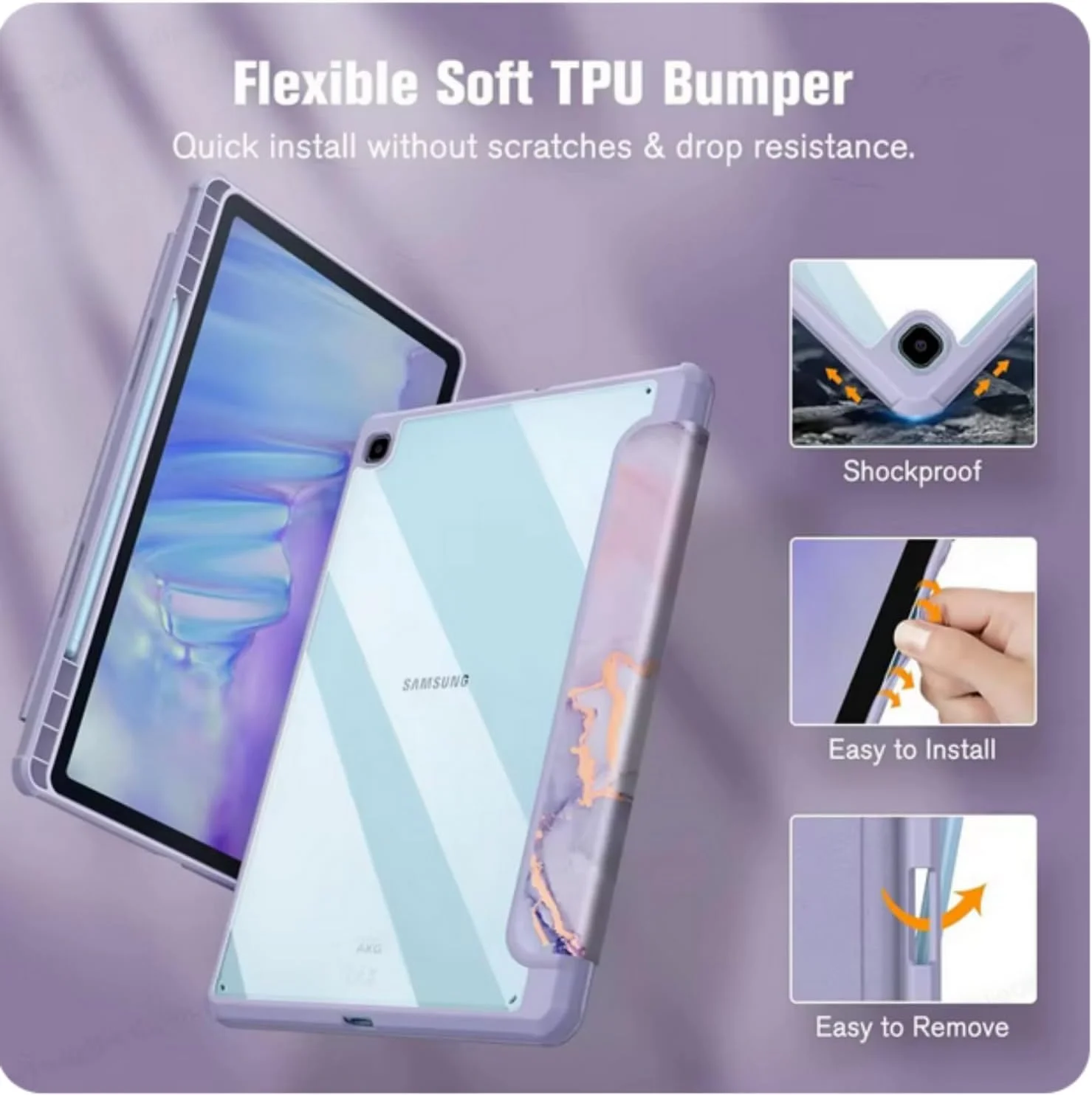 کیف محافظ تبلت سامسونگ گلکسی تب S6 Lite (مدل 2020/2022) 10.4 اینچ P610 P615 به همراه جای قلم، کاور سه تایی تاشو (طرح سنگ مرمر بنفش) کیف محافظ تبلت سامسونگ گلکسی تب S6 Lite (مدل 2020/2022) 10.4 اینچ P610 P615 به همراه جای قلم، کاور سه تایی تاشو (طرح سنگ مرمر بنفش)