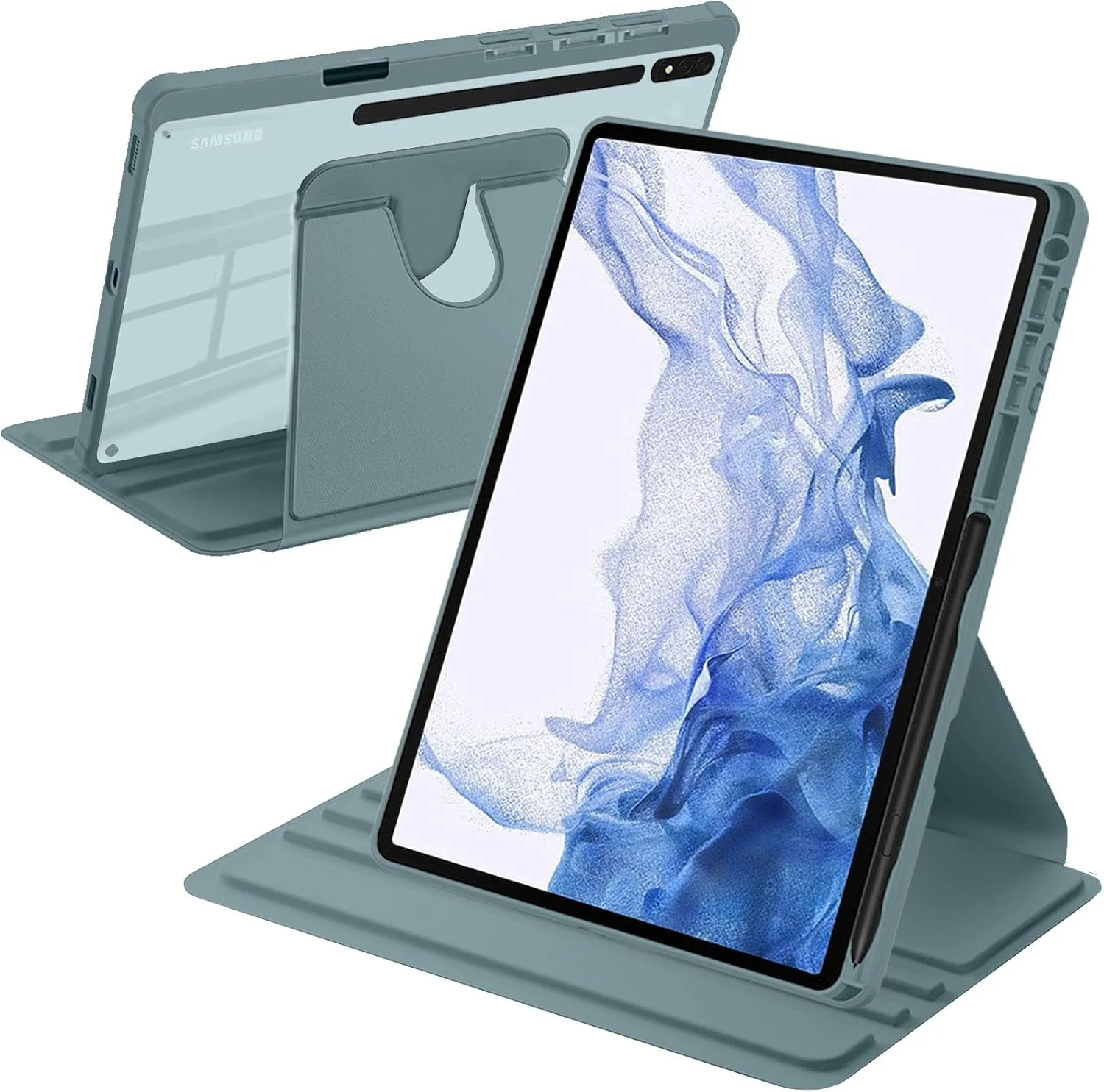 A-BEAUTY Rotating Case Compatible with Samsung Galaxy Tab S8 Plus 2022 / S7 FE 2021 / S7 Plus 2020 12.4-Inch with S Pen Holder, Cover Clear Back, Auto Wake/Sleep, Dark Green A-BEAUTY Rotating Case Compatible with Samsung Galaxy Tab S8 Plus 2022 / S7 FE 2021 / S7 Plus 2020 12.4-Inch with S Pen Holder, Cover Clear Back, Auto Wake/Sleep, Dark Green