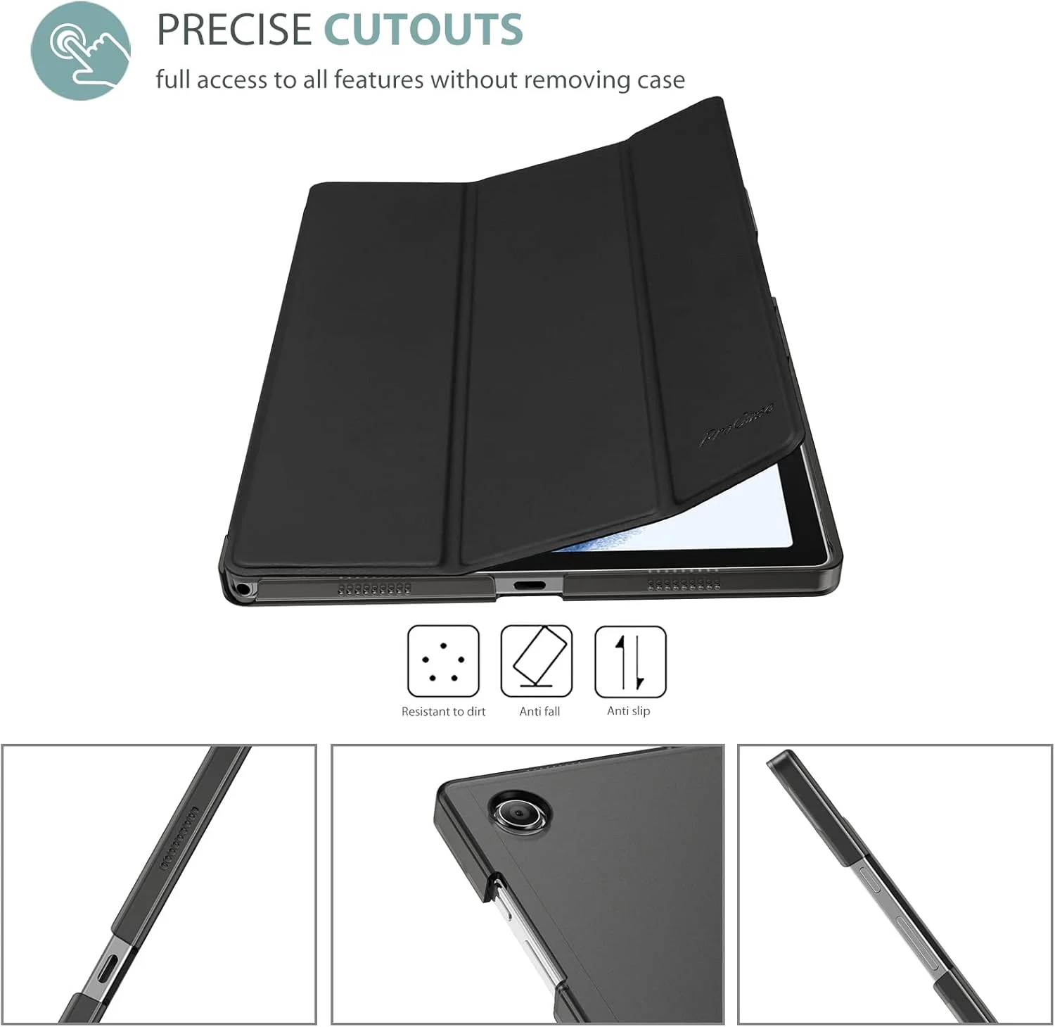 ProCase for Galaxy Tab A8 10.5 Case, Slim Stand Hard Back Shell Protective Smart Cover Case for Galaxy Tab A8 10.5 Inch 2022 SM-X200 X205 X207 -Black ProCase for Galaxy Tab A8 10.5 Case, Slim Stand Hard Back Shell Protective Smart Cover Case for Galaxy Tab A8 10.5 Inch 2022 SM-X200 X205 X207 -Black