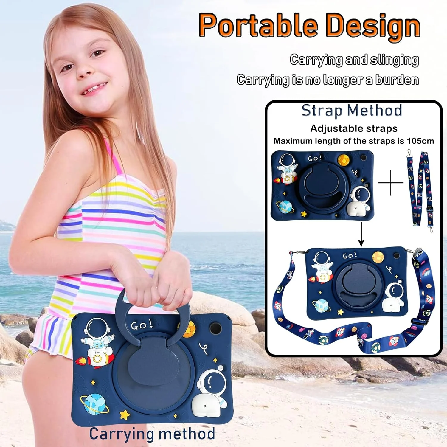 کیف محافظ کودکانه A-BEAUTY سازگار با تبلت سامسونگ گلکسی تب A9 پلاس 11 اینچ 2023 (SM-X210/X216/X218)، کاور فضانورد سه بعدی زیبا با پایه چرخشی 360 درجه و بند شانه کیف محافظ کودکانه A-BEAUTY سازگار با تبلت سامسونگ گلکسی تب A9 پلاس 11 اینچ 2023 (SM-X210/X216/X218)، کاور فضانورد سه بعدی زیبا با پایه چرخشی 360 درجه و بند شانه