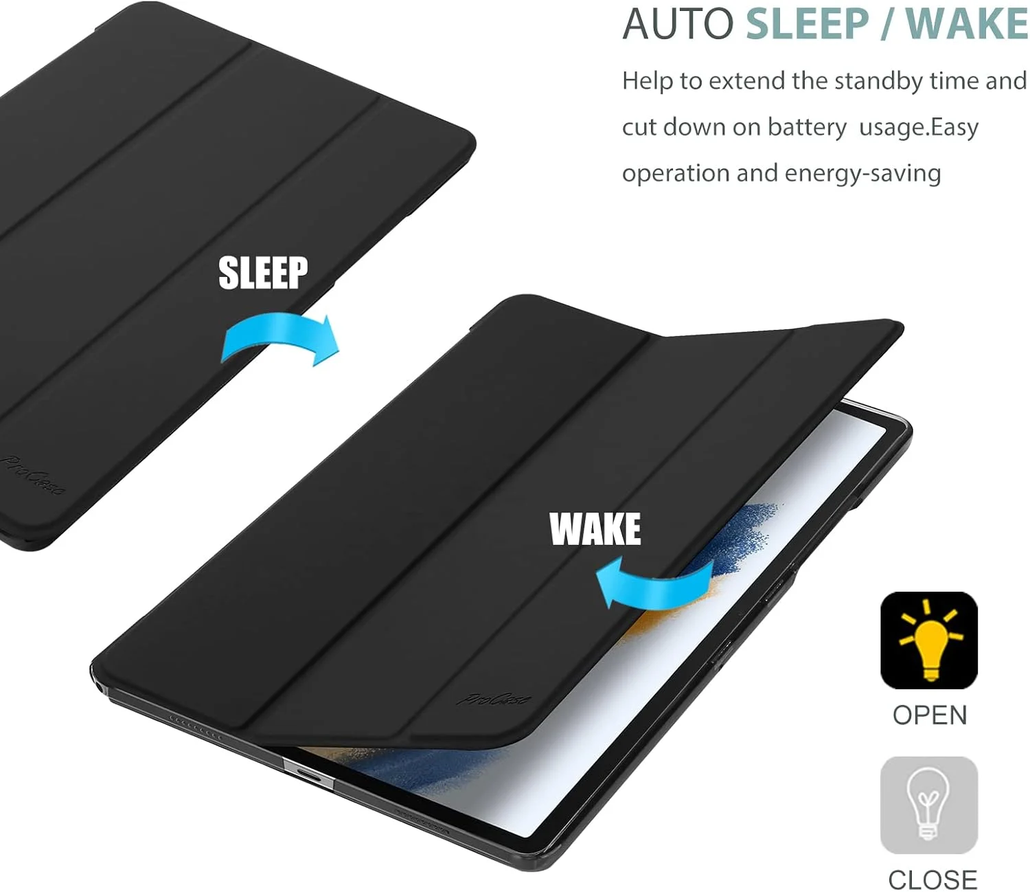 ProCase for Galaxy Tab A8 10.5 Case, Slim Stand Hard Back Shell Protective Smart Cover Case for Galaxy Tab A8 10.5 Inch 2022 SM-X200 X205 X207 -Black ProCase for Galaxy Tab A8 10.5 Case, Slim Stand Hard Back Shell Protective Smart Cover Case for Galaxy Tab A8 10.5 Inch 2022 SM-X200 X205 X207 -Black
