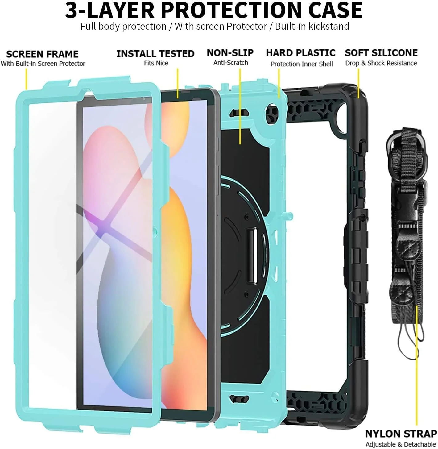 کاور هریزه برای تبلت سامسونگ گلکسی تب S6 Lite با صفحه نمایش 10.4 اینچ مدل 2024/2022 SM-P620/P625/P613/P619 به همراه جای قلم | کاور تبلت S6 Lite به همراه محافظ صفحه نمایش | کاور محافظتی سخت و مقاوم به همراه بند شانه ای SM-P610 کاور هریزه برای تبلت سامسونگ گلکسی تب S6 Lite با صفحه نمایش 10.4 اینچ مدل 2024/2022 SM-P620/P625/P613/P619 به همراه جای قلم | کاور تبلت S6 Lite به همراه محافظ صفحه نمایش | کاور محافظتی سخت و مقاوم به همراه بند شانه ای SM-P610