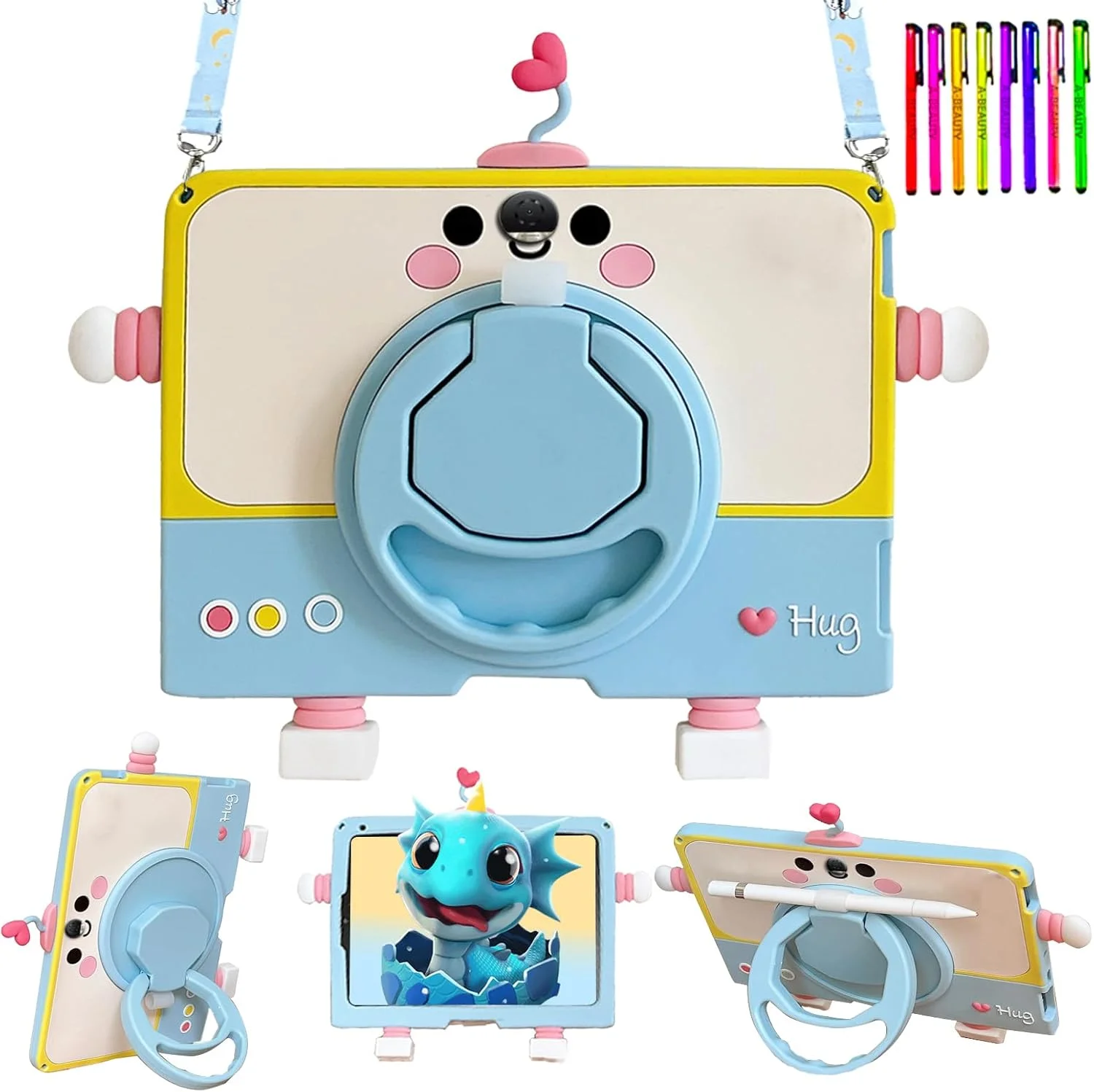 کیف محافظ تبلت A-BEAUTY سازگار با تبلت Honor Pad 9 12.1 اینچ 2023، کیف کودکانه با جای قلم، پایه چرخشی 360 درجه و بند شانه کیف محافظ تبلت A-BEAUTY سازگار با تبلت Honor Pad 9 12.1 اینچ 2023، کیف کودکانه با جای قلم، پایه چرخشی 360 درجه و بند شانه