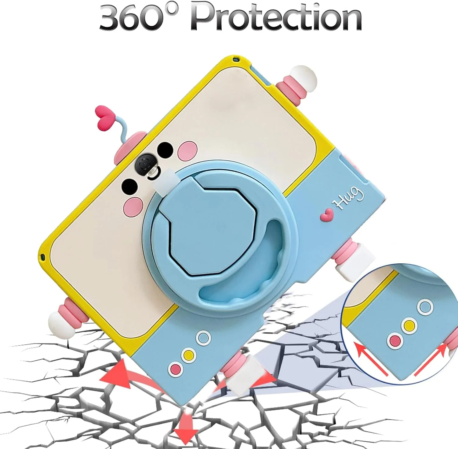 کیف محافظ تبلت A-BEAUTY سازگار با تبلت Honor Pad 9 12.1 اینچ 2023، کیف کودکانه با جای قلم، پایه چرخشی 360 درجه و بند شانه کیف محافظ تبلت A-BEAUTY سازگار با تبلت Honor Pad 9 12.1 اینچ 2023، کیف کودکانه با جای قلم، پایه چرخشی 360 درجه و بند شانه